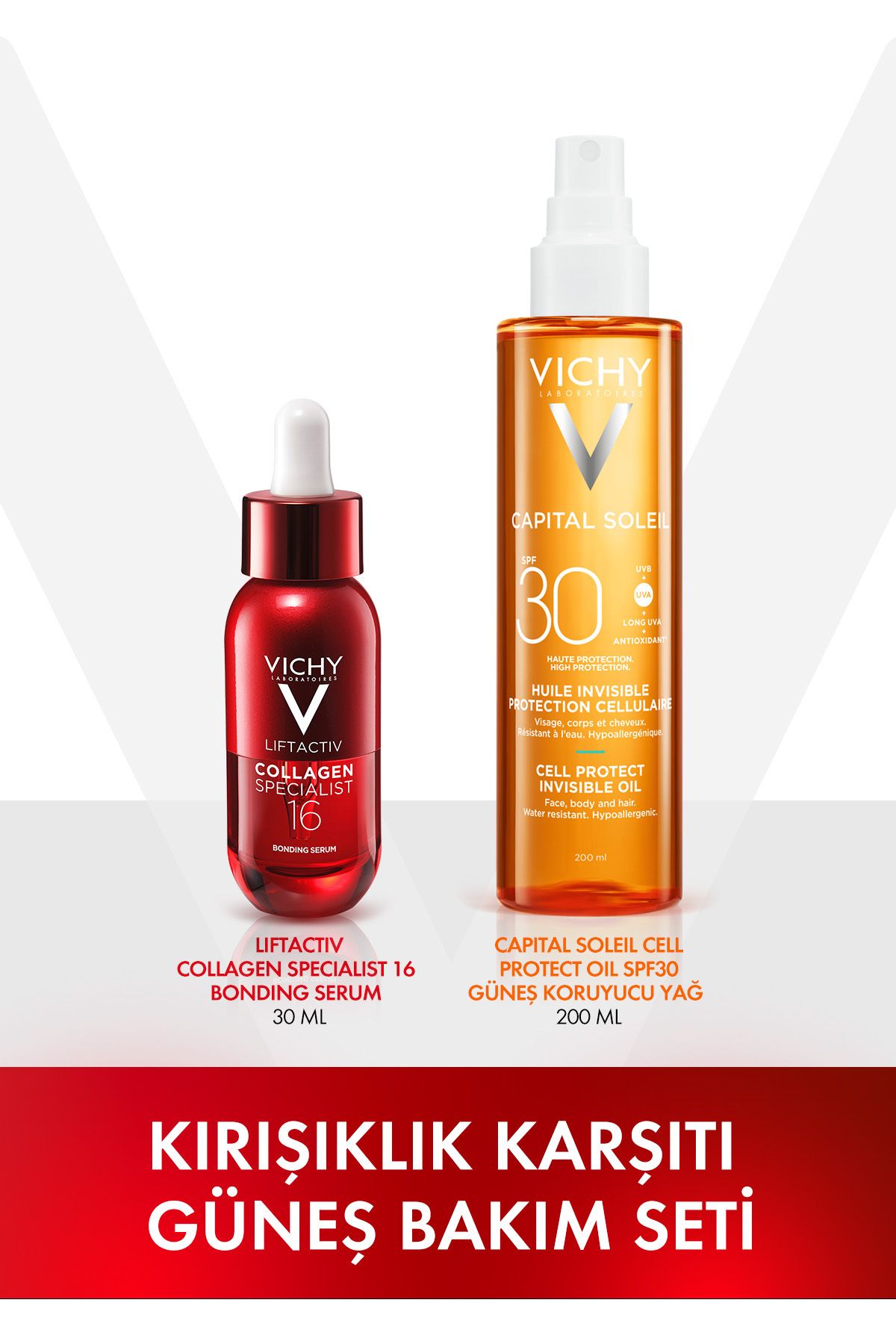 Vichy Kırışıklık Karşıtı Güneş Bakım Seti:Liftactiv Collagen Serum+Capital Soleil Spf30 Güneş Koruyucu Yağ