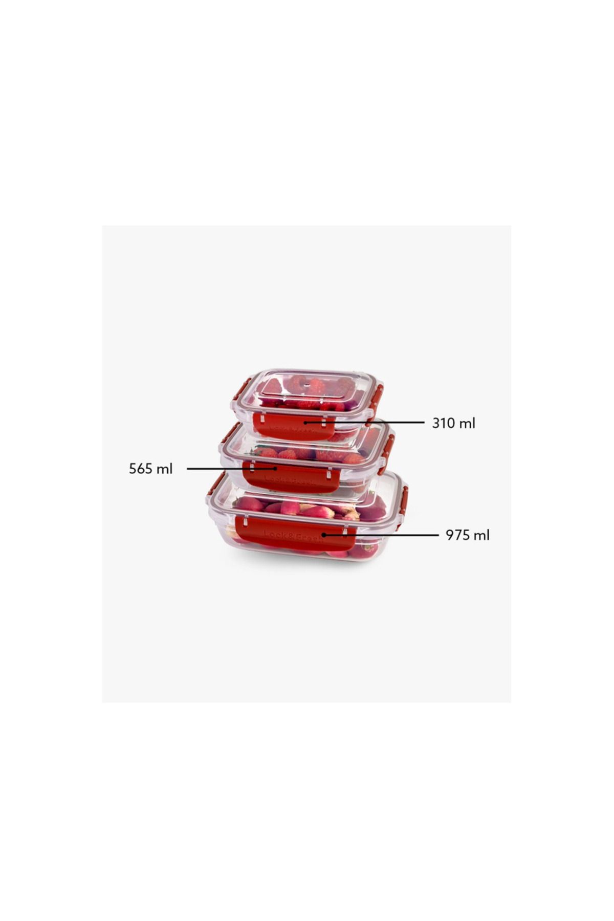 teknotrust Renkli Dikdörtgen Saklama Seti 3'lü, 310-565-975 ml, Çok Renkli, Kullanışlı ve Dayanıklı