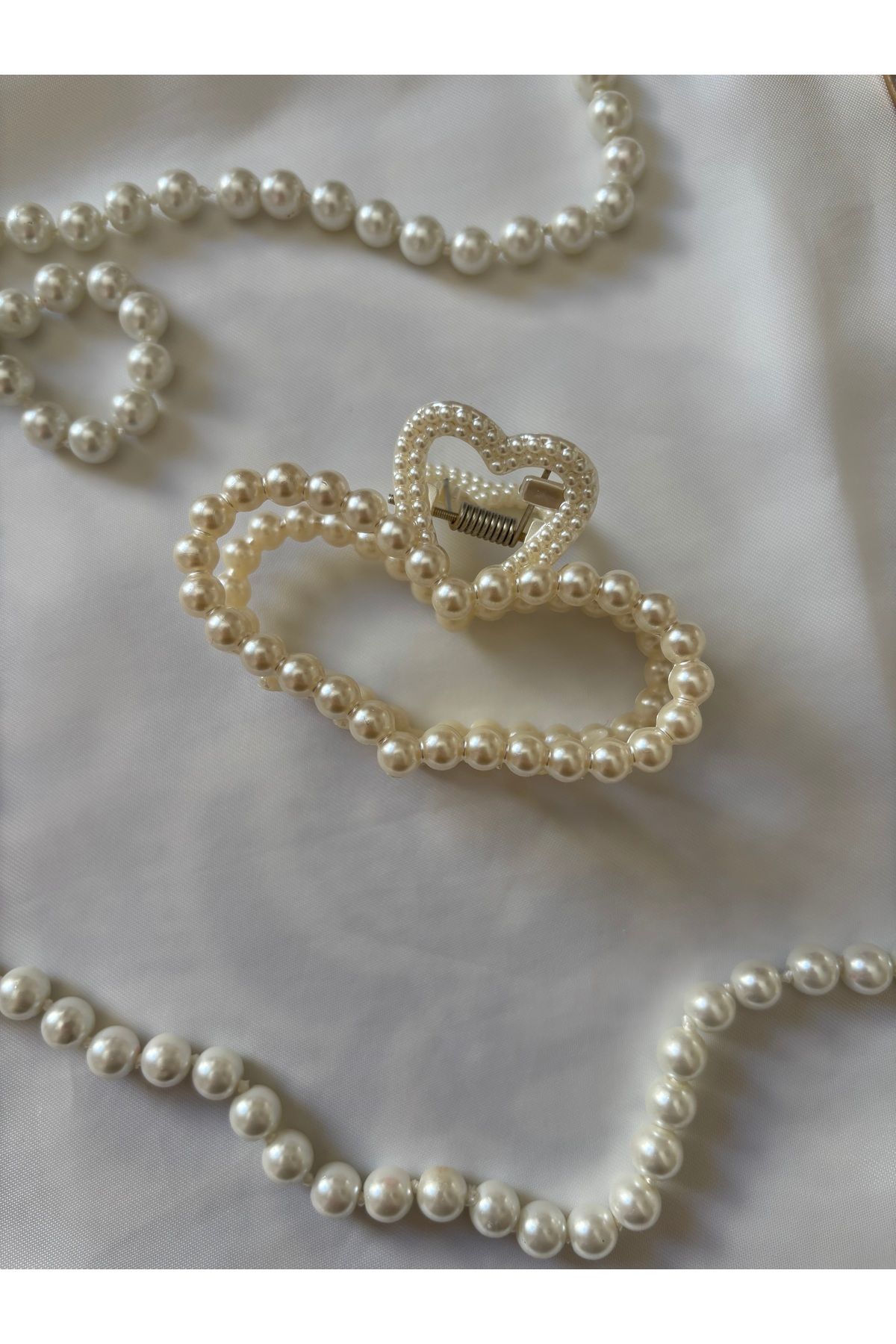 Butik İnci Taşlı Kalp Toka