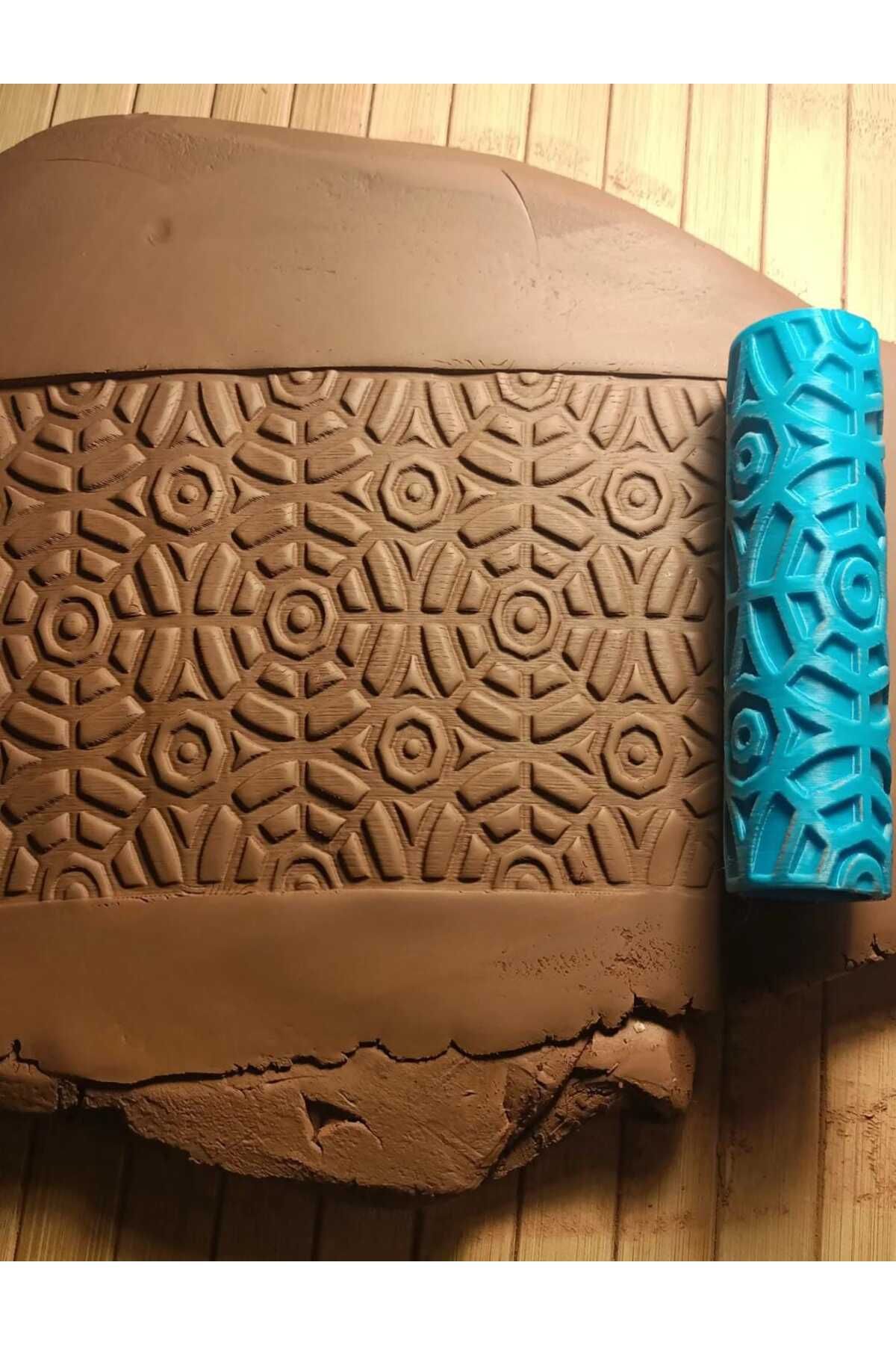 Enbceramic 10 CM SERAMİK & POLİMER KİL DOKU RULOSU DESEN OKLAVASI