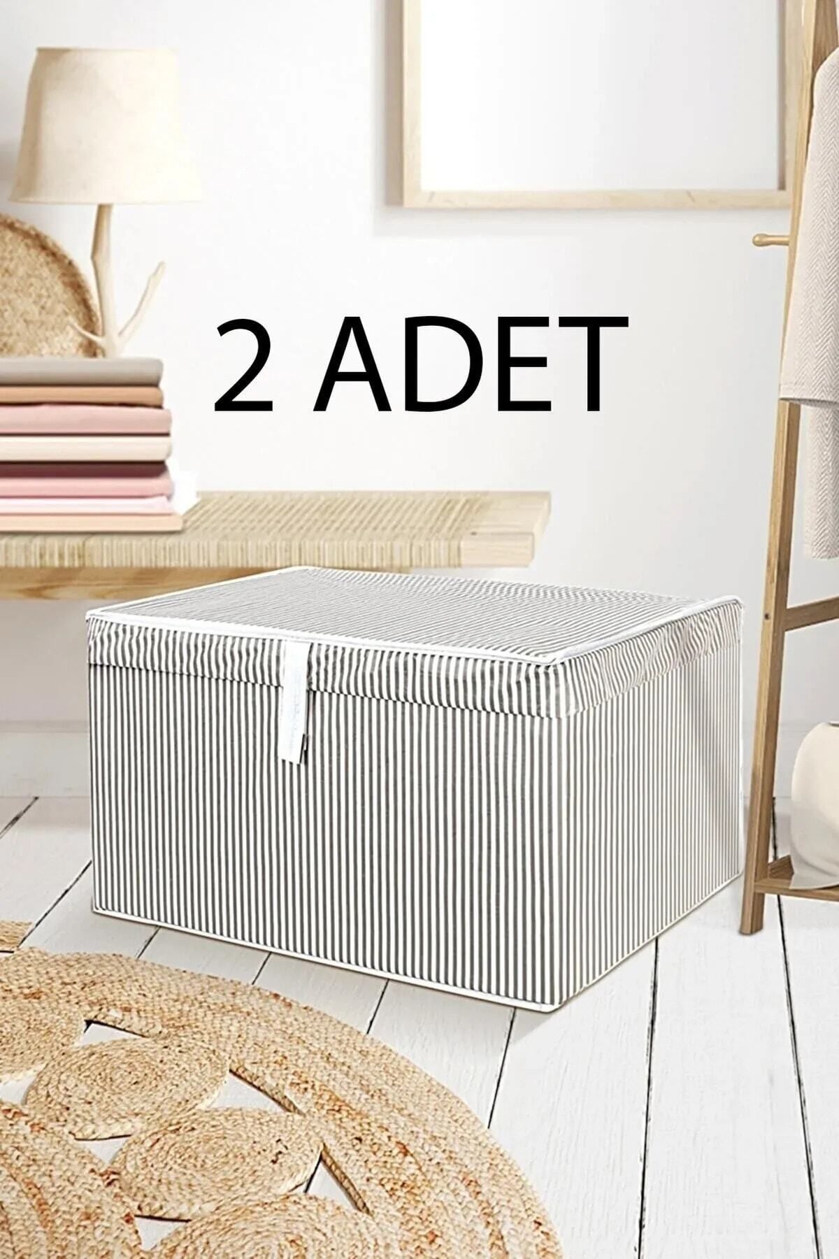 teknotrust İki Adet Gri Mini Kutu Hurç, 40x30x26 cm, Pratik ve Şık Depolama Çözümü