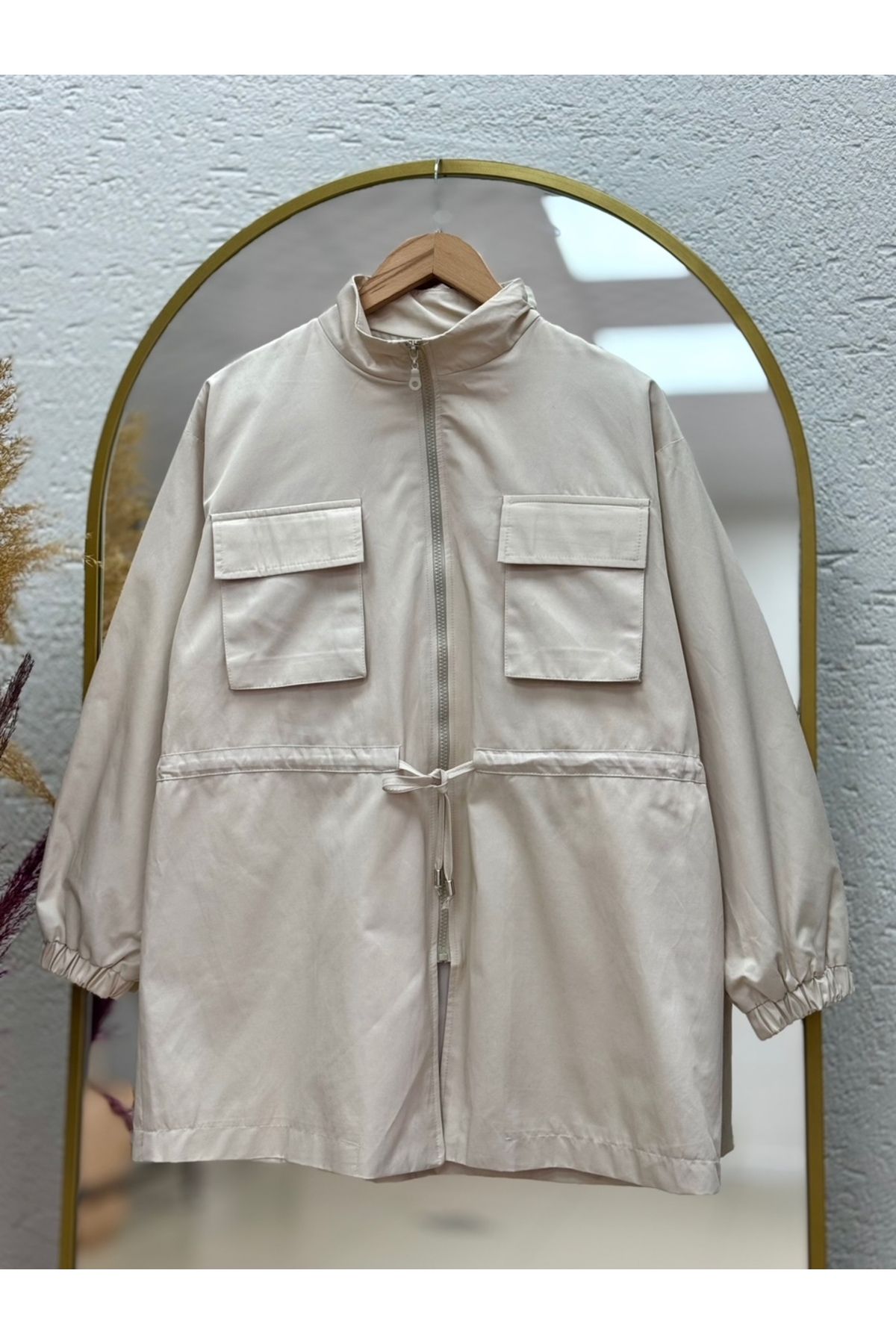 MİHRA STORE Ayda Beli İpli Mango Trençkot-NN20055 Taş