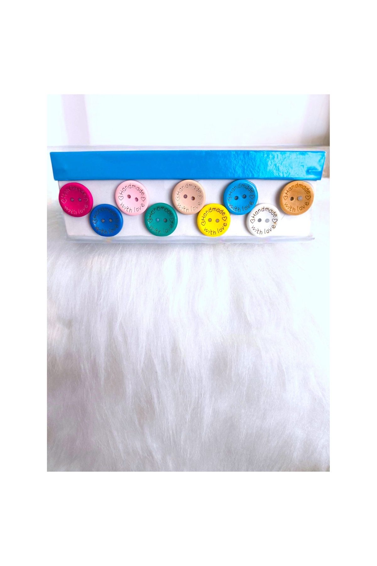 Zedhobi 45 Adet 20 Mm Handmade Yazılı Renkli Yuvarlak Ahşap Düğme