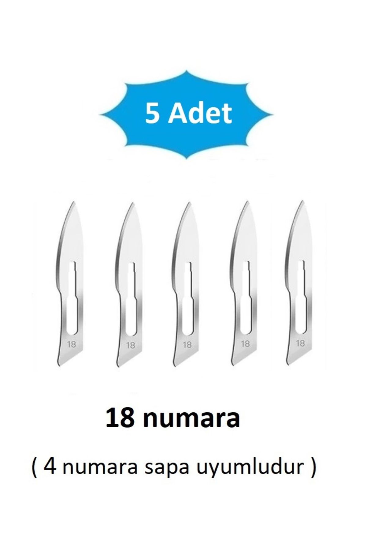 QBR Home 5li paket 18 numara Ahşap Heykel Oyma Sanat Yedek Bıçağı. Geçirmeli Tip ( 4 numara sapa uyumlu )