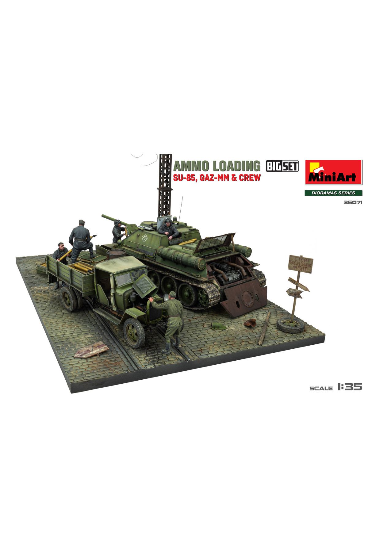 MiniArt 1:35 Mühimmat Yükleme (SU-85, GAZ-MM & Mürettebat) Büyük Ser Maket