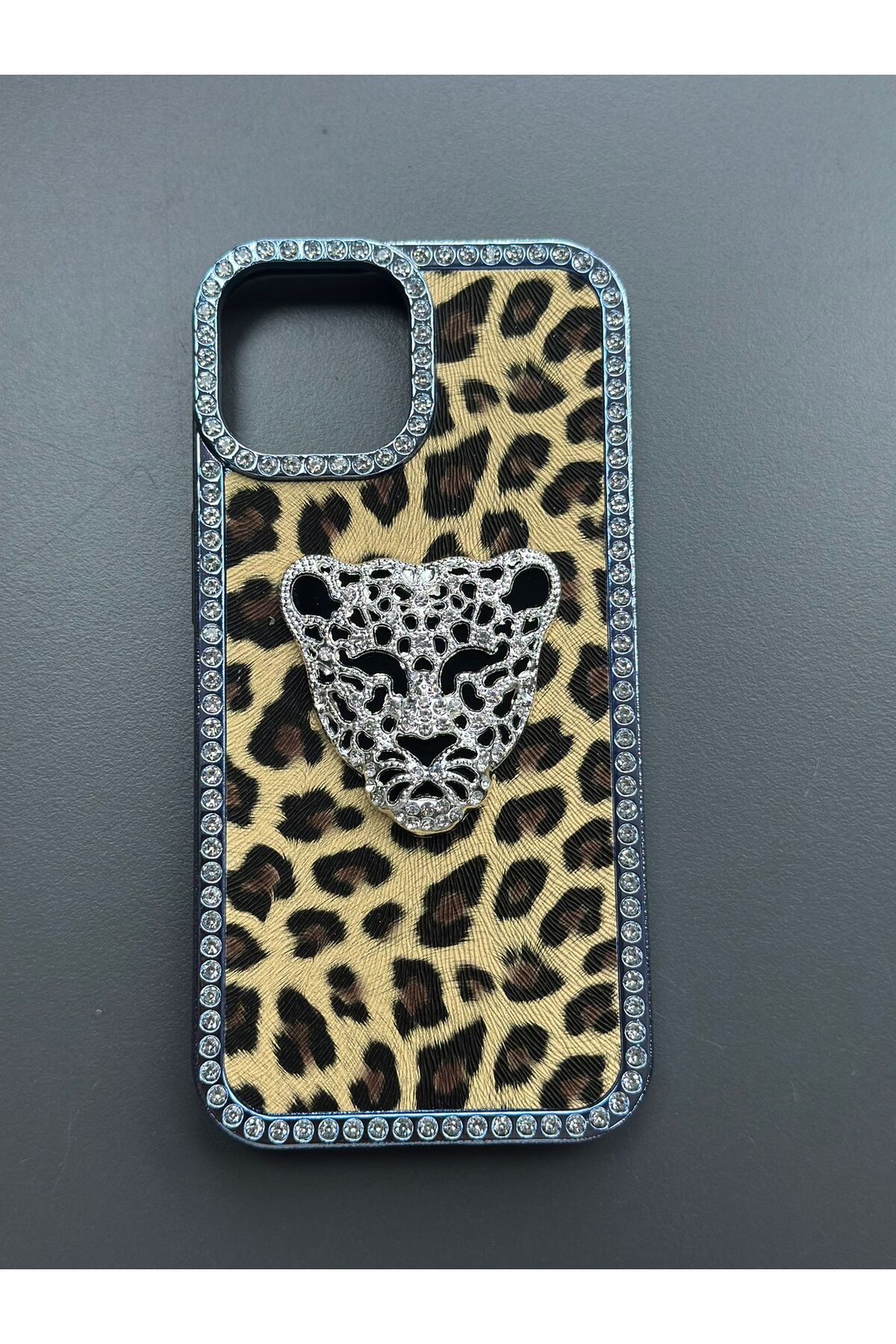 PEXURA TECH İphone 12 Leopar taşlı Telefon Kılıfı