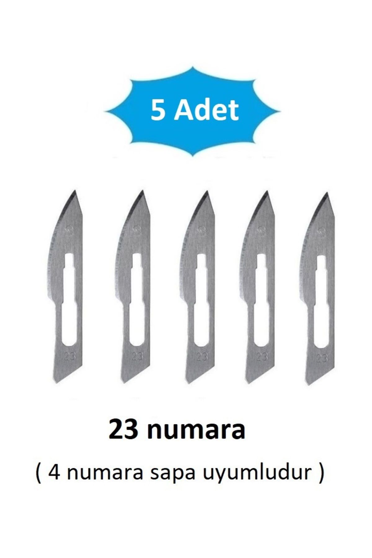 QBR Home 5li paket 23 numara Ahşap Heykel Oyma Sanat Yedek Bıçağı. Geçirmeli Tip ( 4 numara sapa uyumlu )