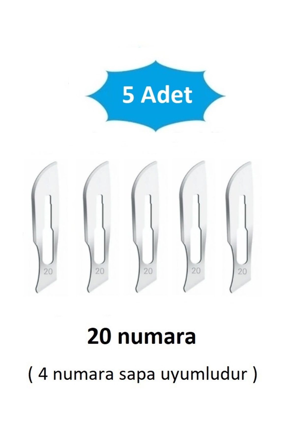 QBR Home 5li paket 20 numara Ahşap Heykel Oyma Sanat Yedek Bıçağı. Geçirmeli Tip ( 4 numara sapa uyumlu )