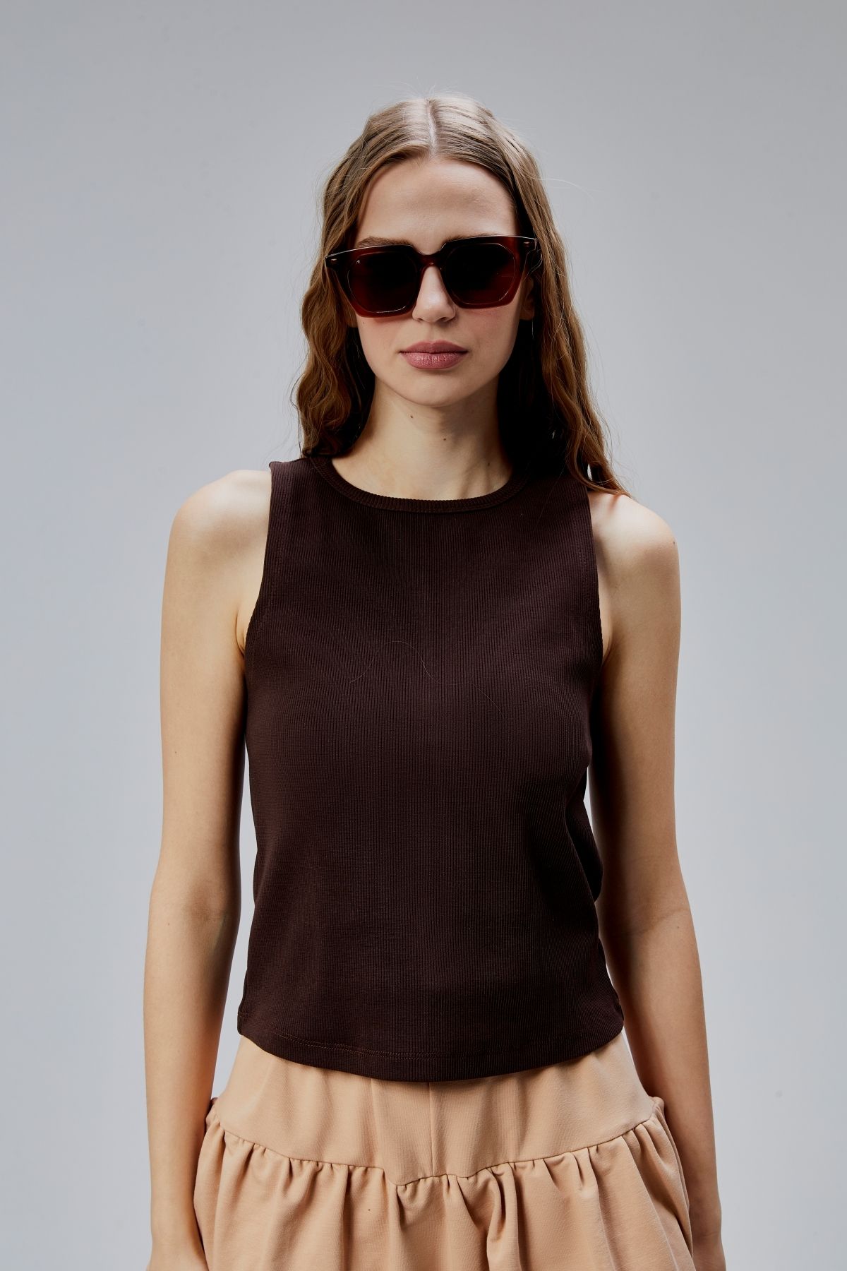 TF The Fancy For You Kadın Halter Yaka Kolsuz Basic Crop Bluz