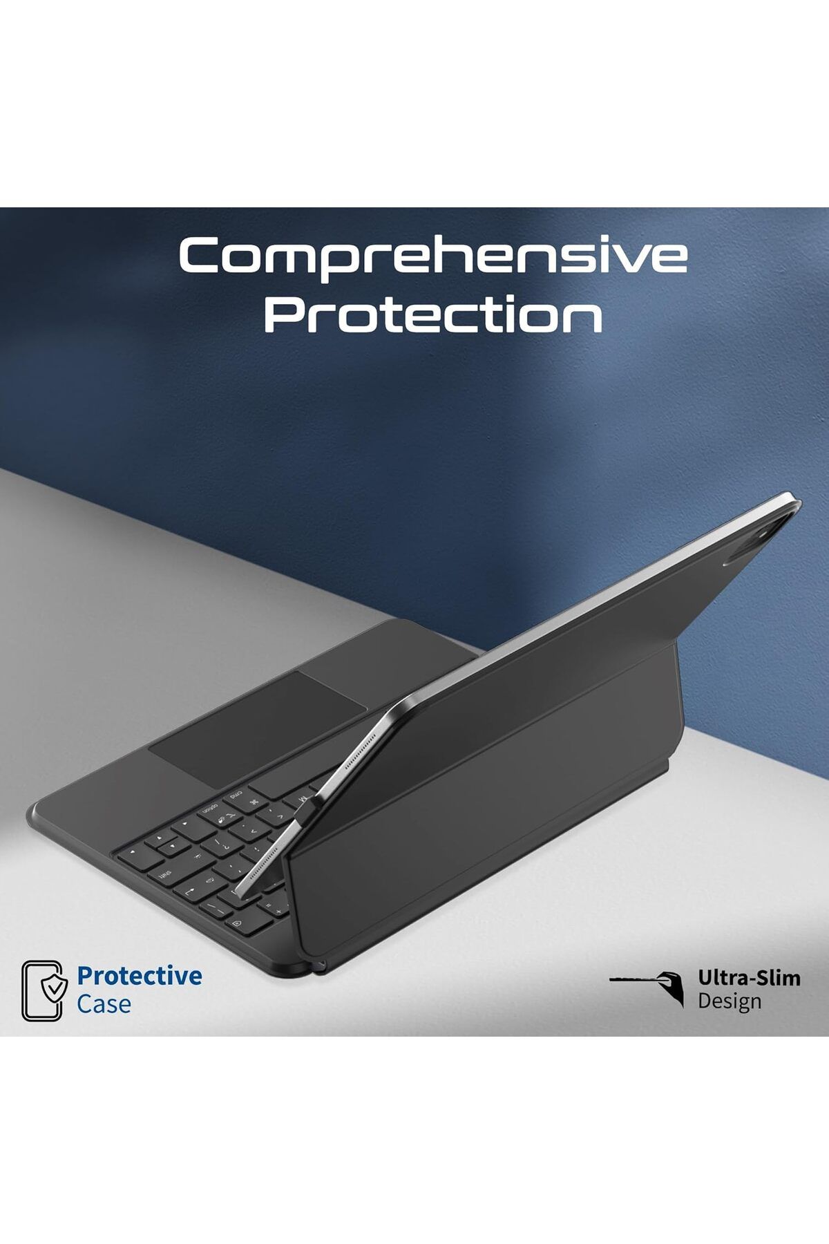Promate-Foldable Wireless Keyboard for iPad with RGB Backlight and Multi-Function Touchpad, Smart Co 9