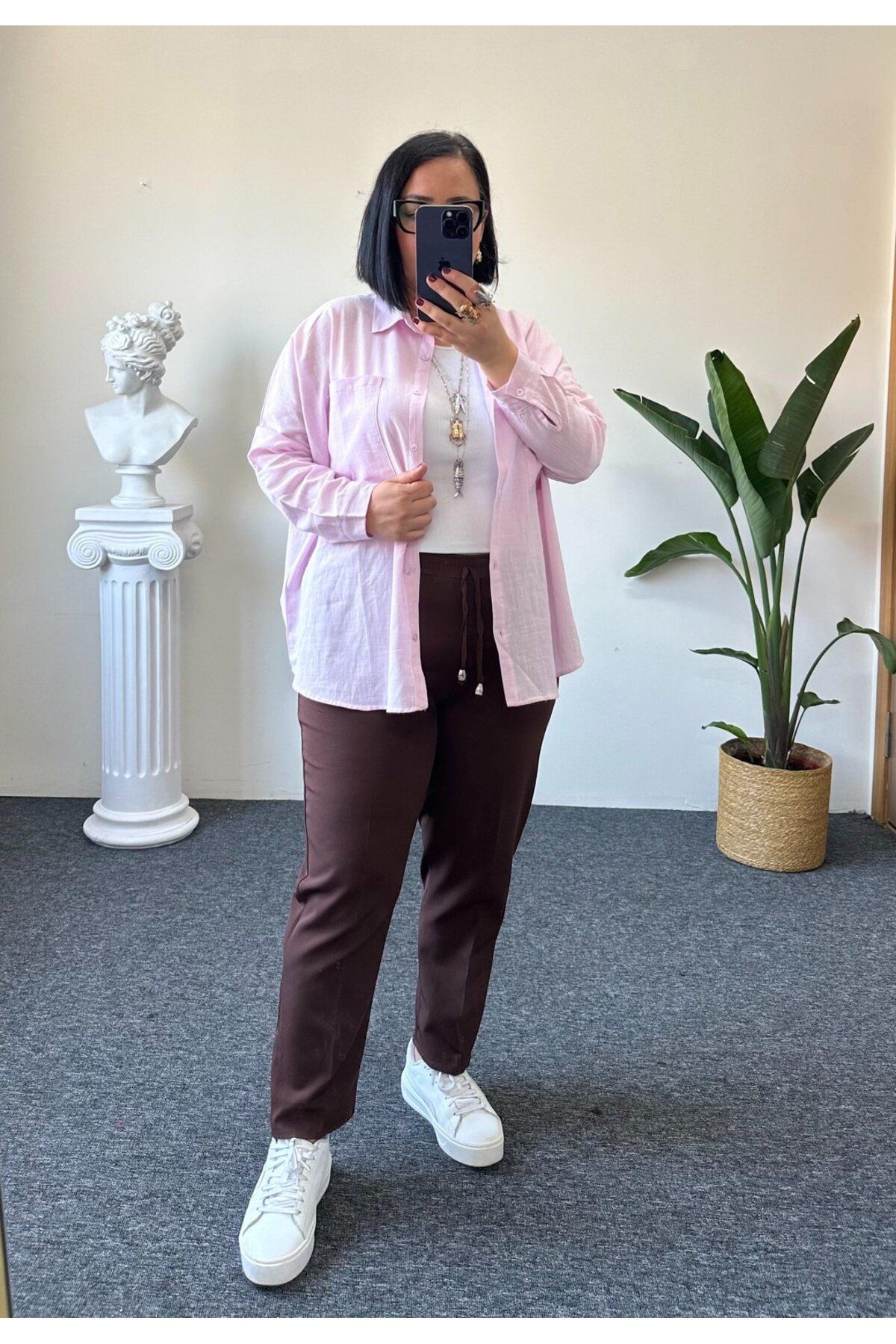 Vio Moda Büyük Beden Double Krep Havuç Paça Pantolon