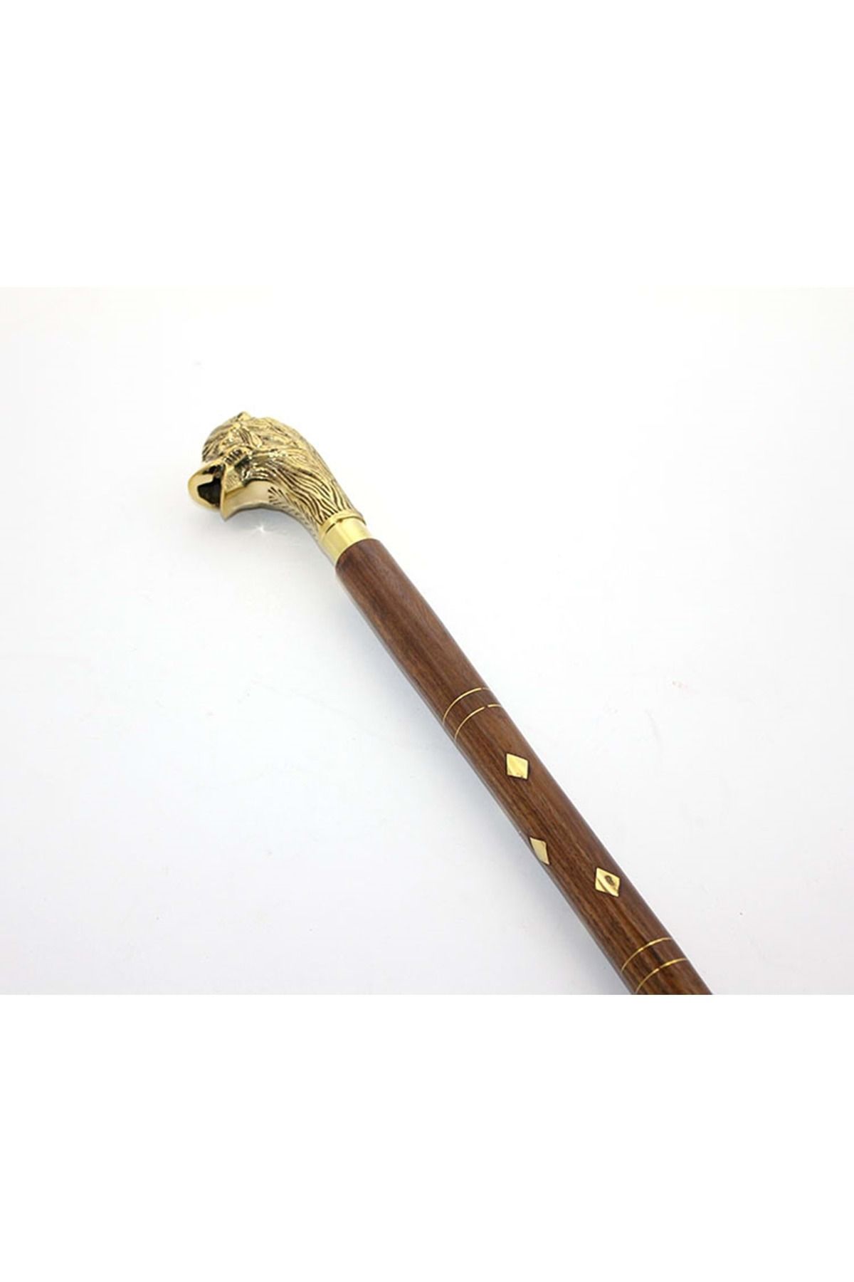 Store Pirinç Aslan Büstü Baston 95 Cm