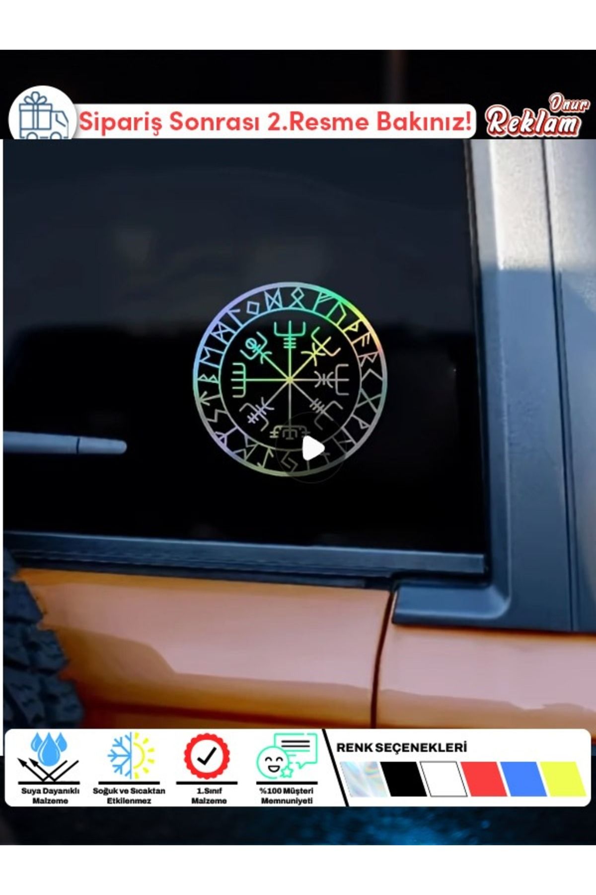 Onur Reklam Vegvisir Viking Pusulası Sticker – 15x22 cm – Runik Nordic Tasarım