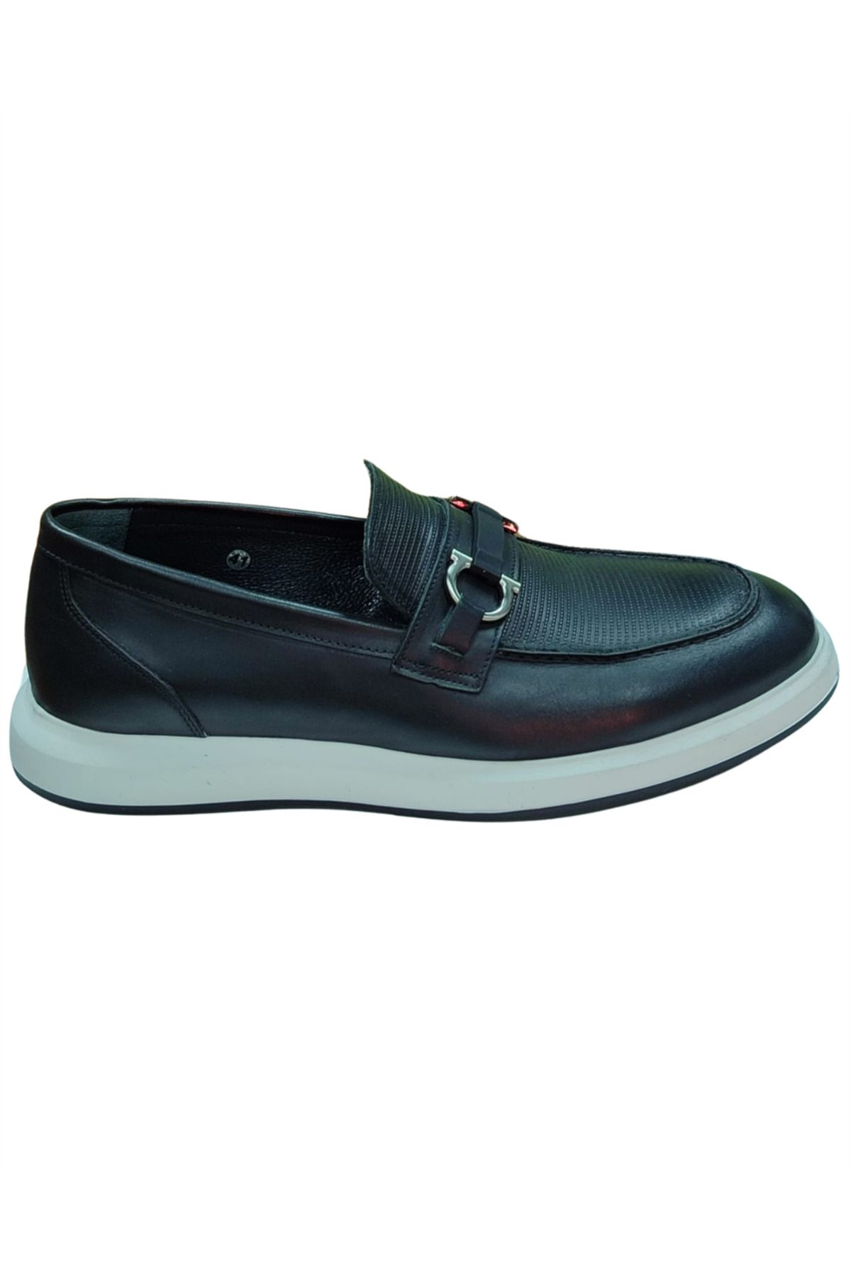 Rego 1774 Erkek Siyah (40-44) Deri Tokalı Loafer Ayakkabı