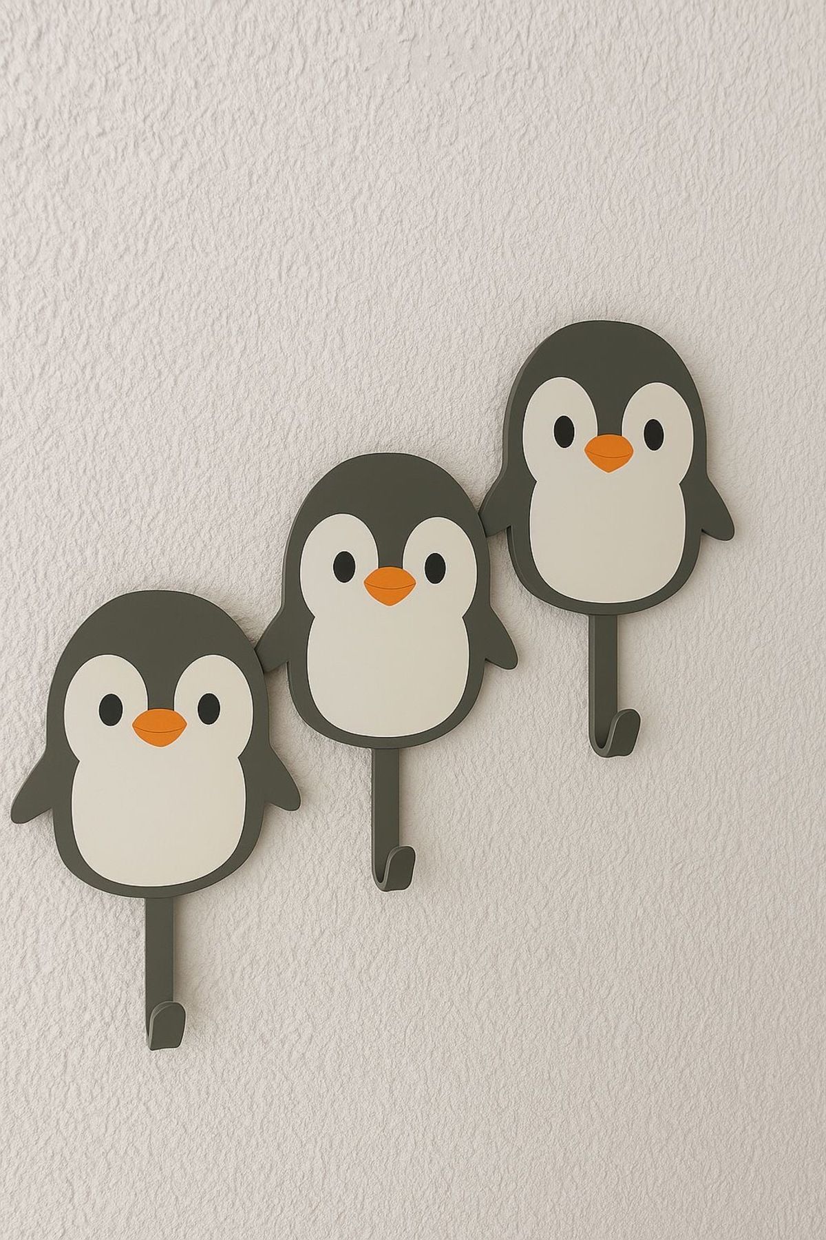 Rekatech Penguen Figürlü 3'lü Anahtar Askılığı - Modern askı seti- ANAHTARLIK - HOME-EV