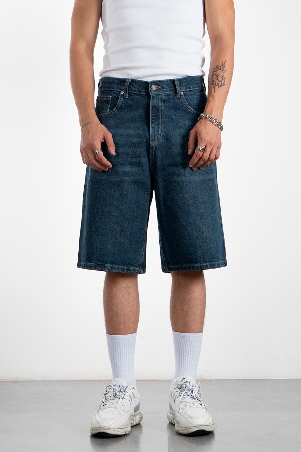 UKHWD SUPPLY Saks Mavi Baggy Jean Erkek Şort Jorts