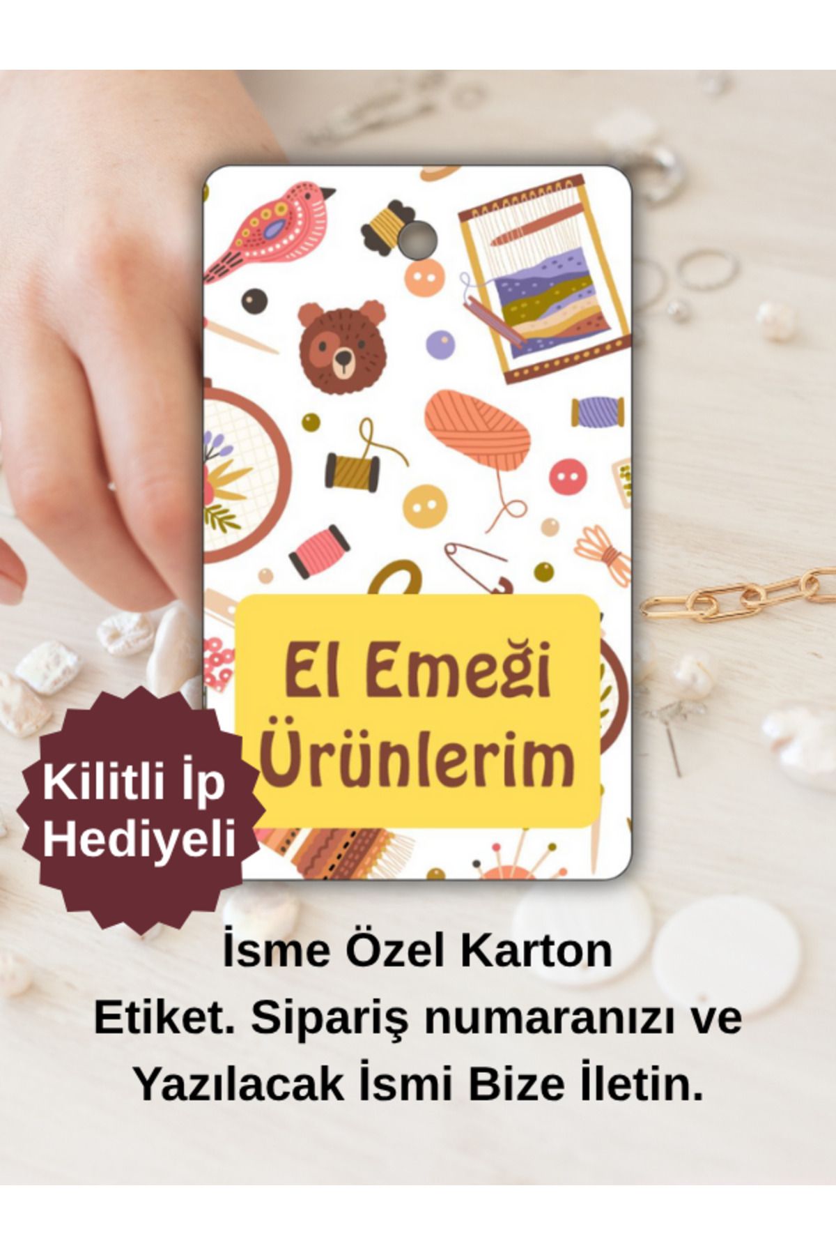 Etiket Vitrini Markanıza Özel İsim Baskılı Etiket 36 Adet Kilitli İpli Paketleme Kartı