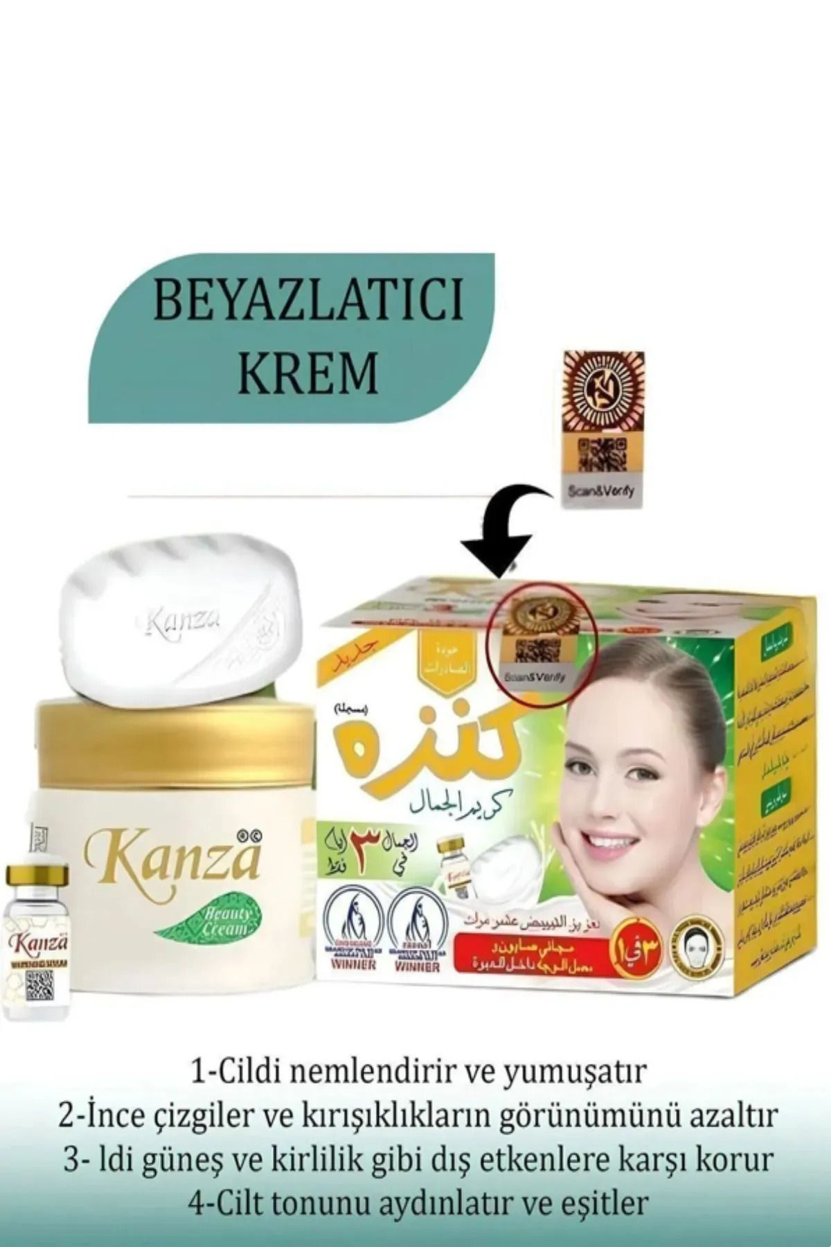 teknotrust Kanza Beyazlatıcı Krem, Sabun ve Serum Seti, Cilt Aydınlatıcı 3'lü Set
