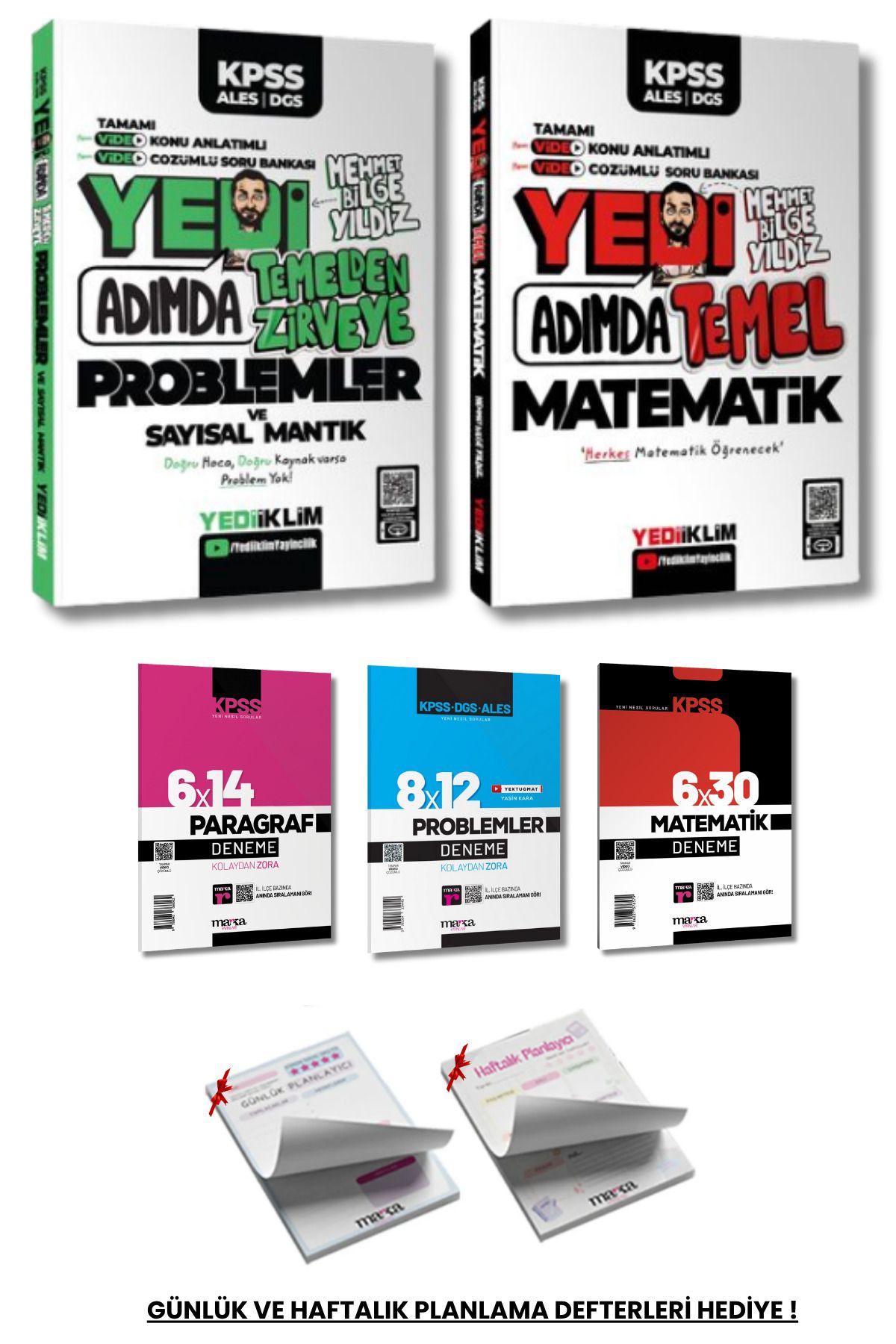 Yediiklim Yayınları KPSS ALES DGS Yedi Adımda Temel Matematik ve Problemler Video Konu Anlatım Video Çözümü Soru Bankası