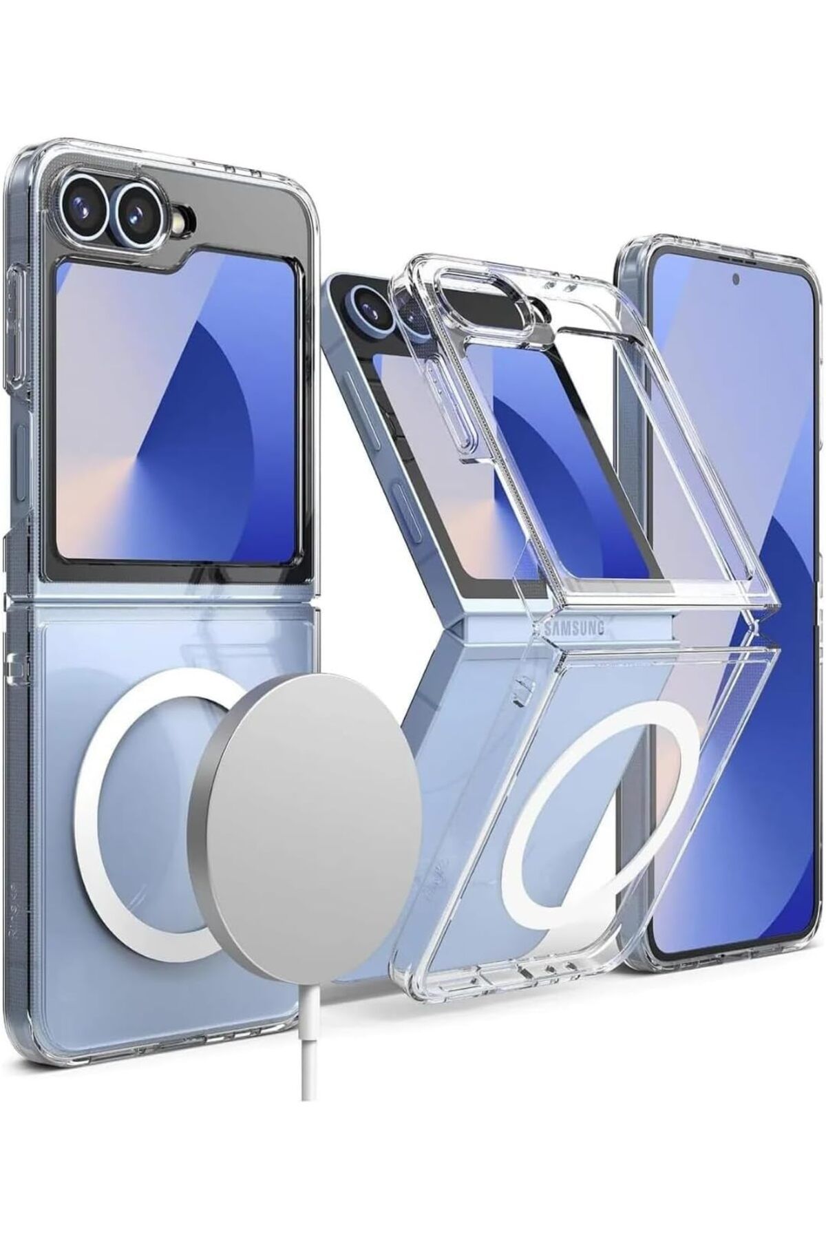 STOREMAX nffastore Aksesuar Galaxy Z Flip 6 Uyumlu Kamera Korumalı Magsafe Uyumlu Wireless Şarj Özellikli