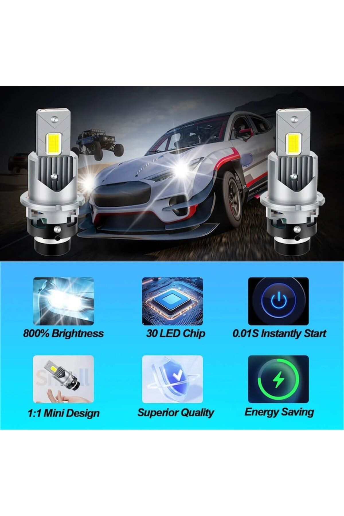 Xentech Light-Set of 2 LED Bulbs D2S/D2R for Headlights Canbus 5000LM 35W 6000K Plug&Play 12V-24V 3
