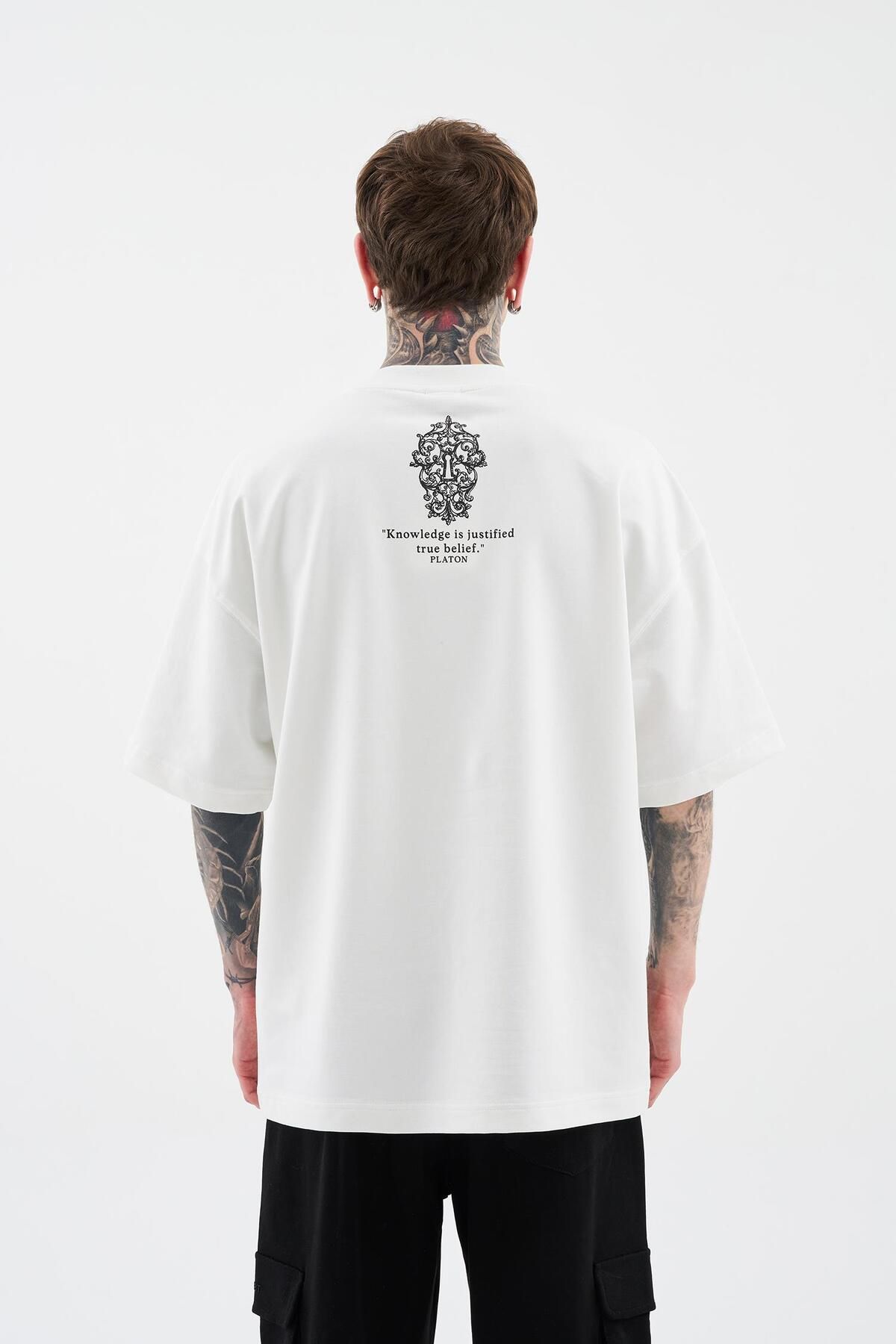 Machinist-Men's Lock and Key Oversize Ecru T-Shirt 6