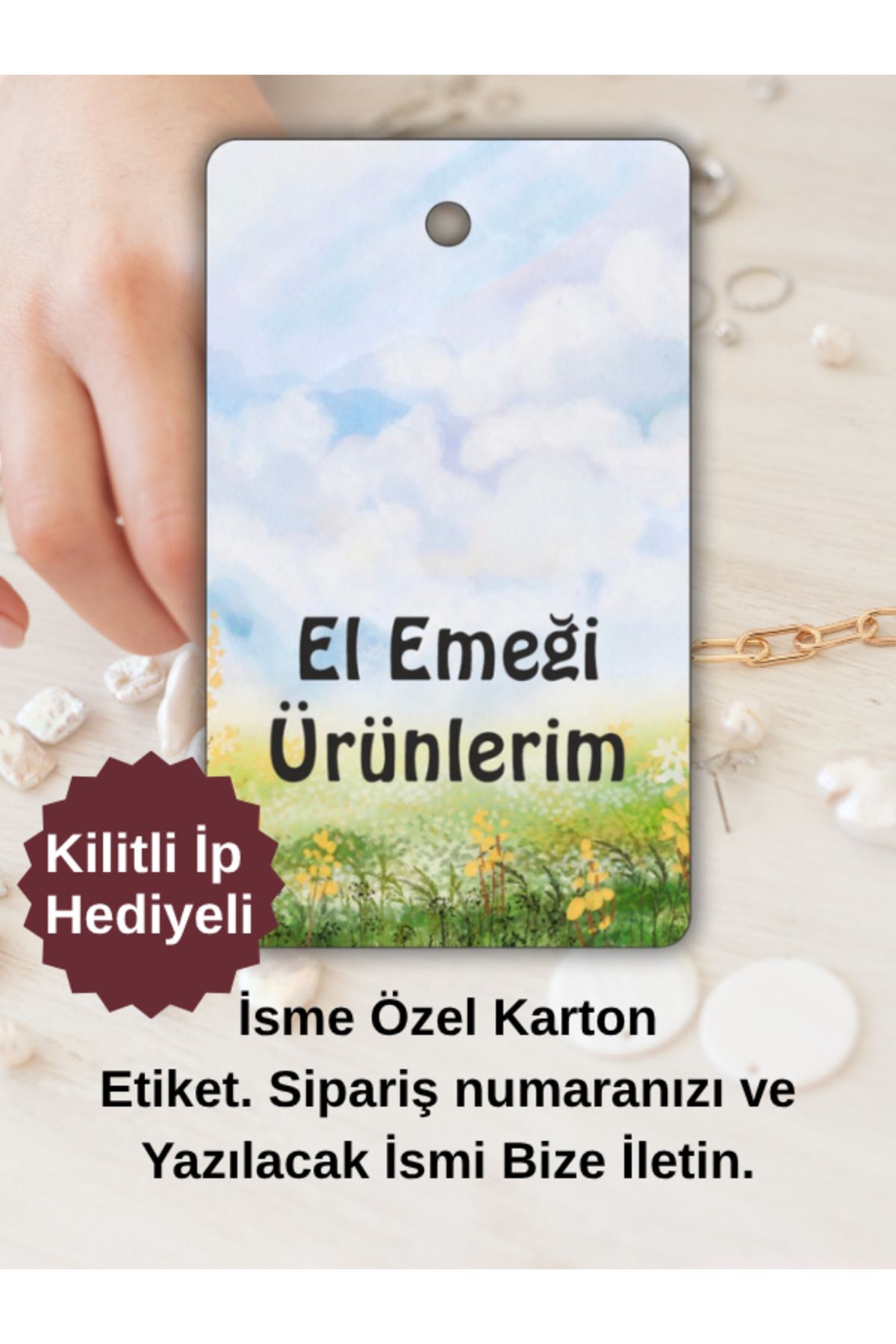 Etiket Vitrini Dilediğin Metni Yazdır Çok Amaçlı Ürün Kartı 36 Adet Kilitli İpli