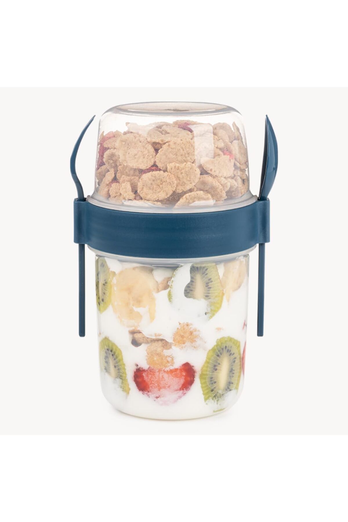 STOREMAX lvnmblya ml Take-go Kaşıklı Hazneli Meyveli Müsli Kabı Piknik Iş Yoğurt Süt Bardağı Kapakl