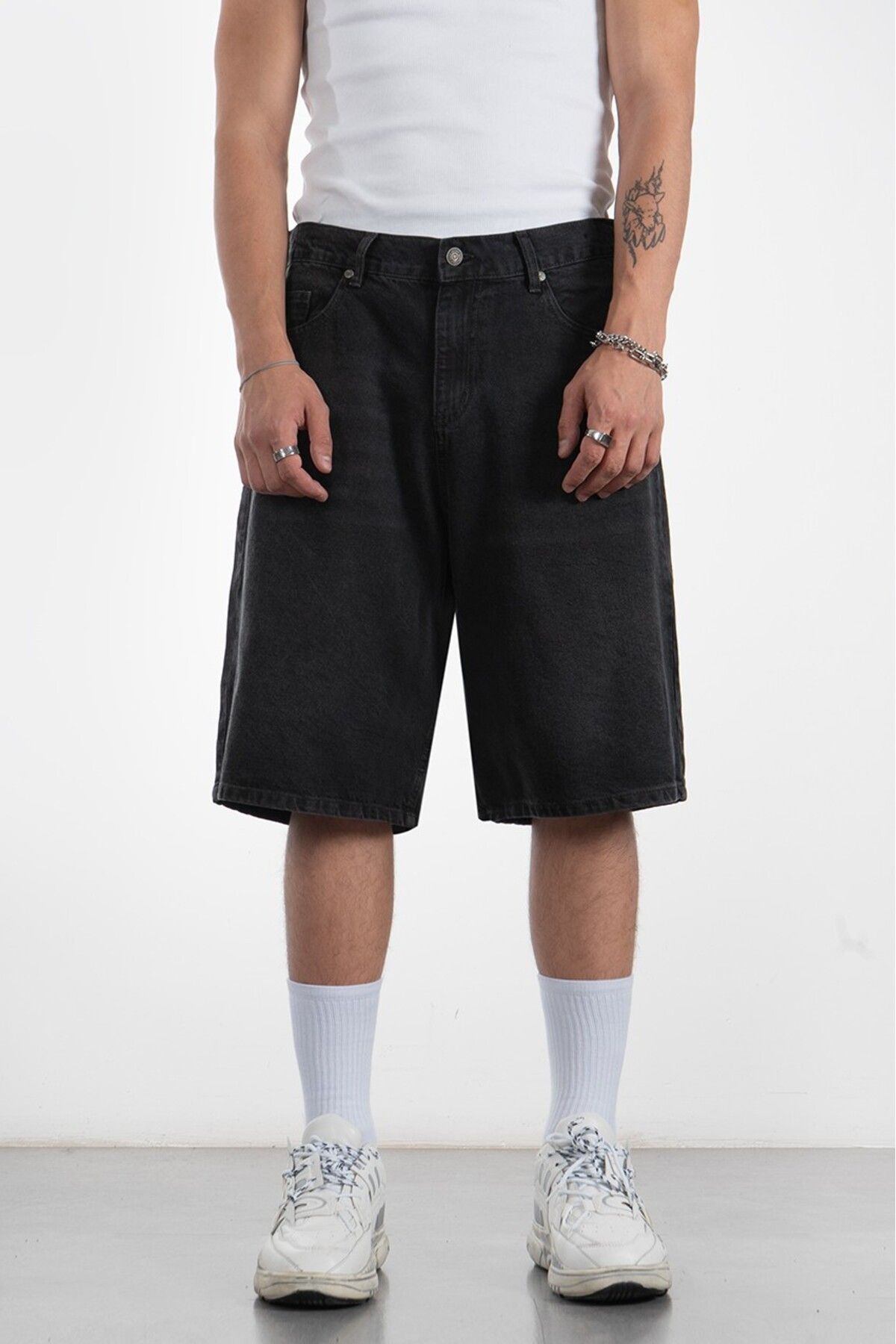 UKHWD SUPPLY Füme Baggy Jean Erkek Şort Jorts
