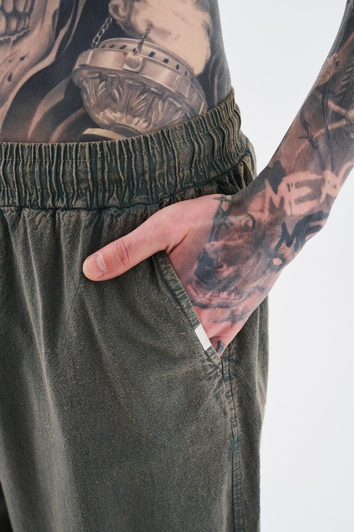 Machinist-Men's Effected Washed Basic Soft Beige Sweatpants 3