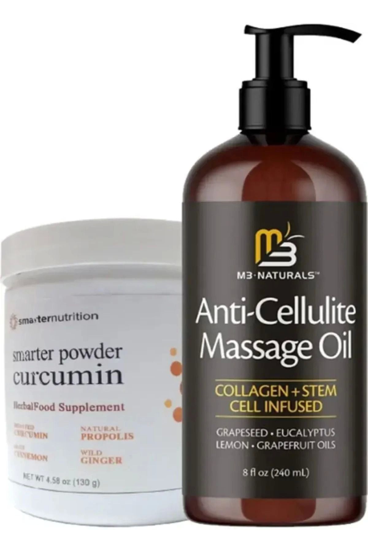 Emper M3 Naturals Masaj Yağı Anti-Cellulite Massage Oil 240 ml + Smarter Curcumin Antiyağ Fazla 130 gr