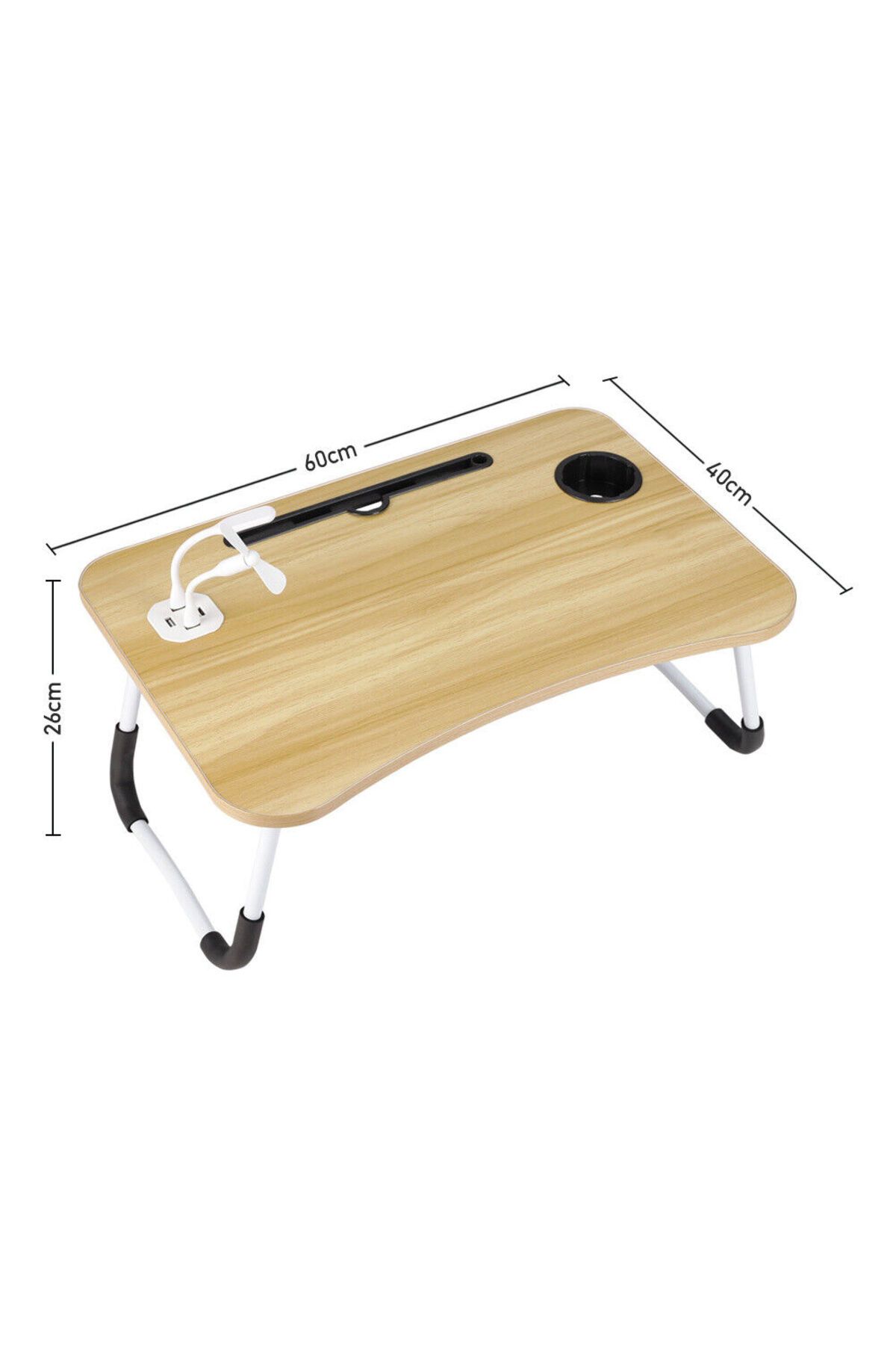 Generic-Folding Bed Tray Table Overbed Lap Desk Computer Desk Dining Tray USB Fan Light 5