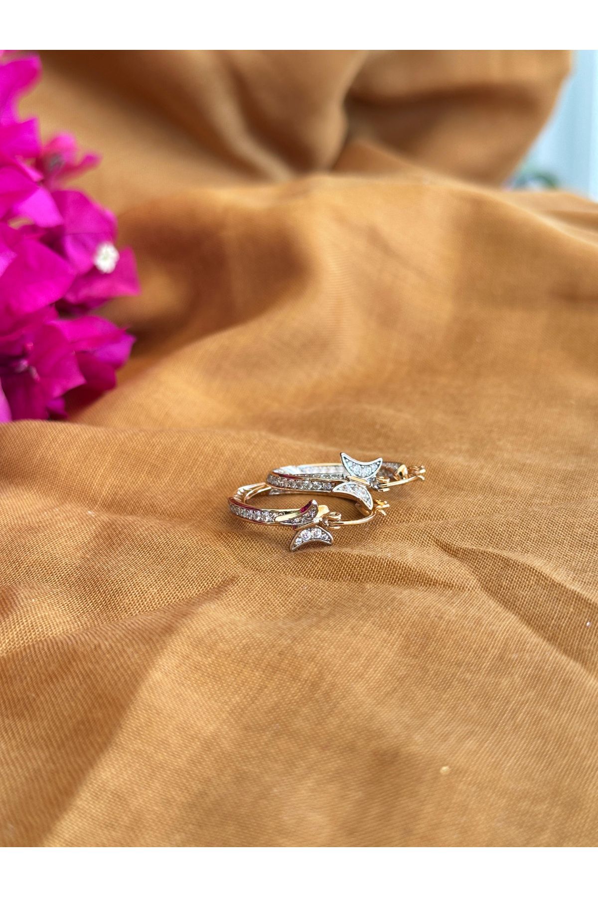 S ATELIER 14 K Altın Kaplama Kelebek Küpe