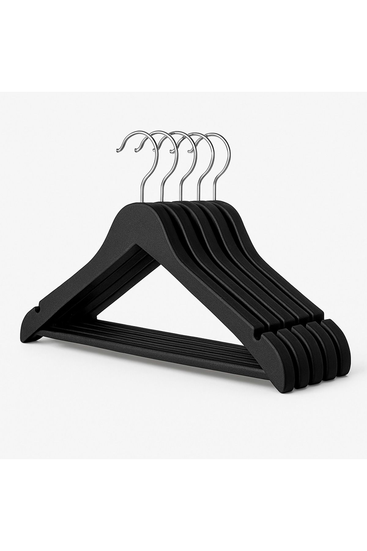 shop Ahşap görünümlü 6’lı siyah askı