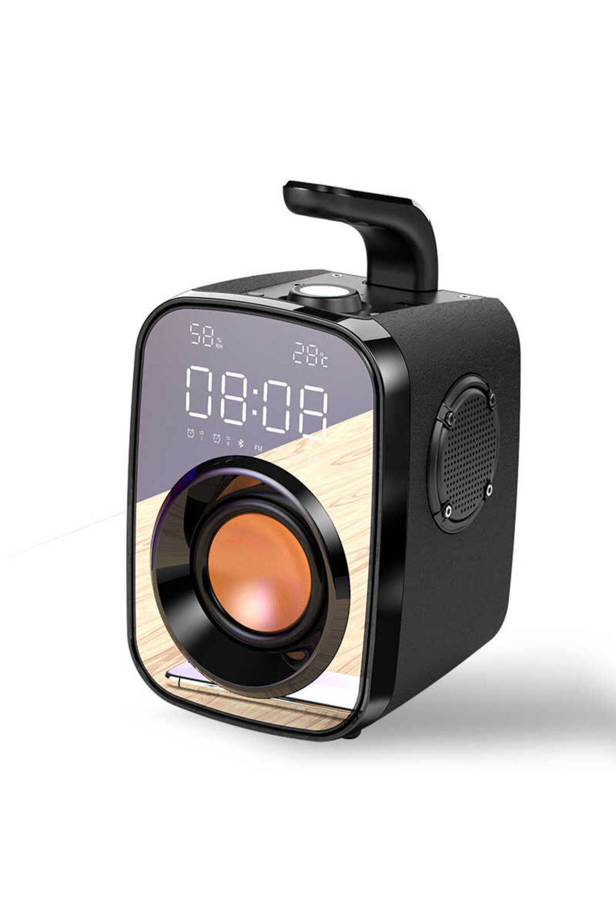 Canpay Taşınır Bluetooth Hoparlör Güçlü Hi-Fi Ses, Dijital Saat, Alarm, FM Radyo (Harici Mikrofon Destekli)