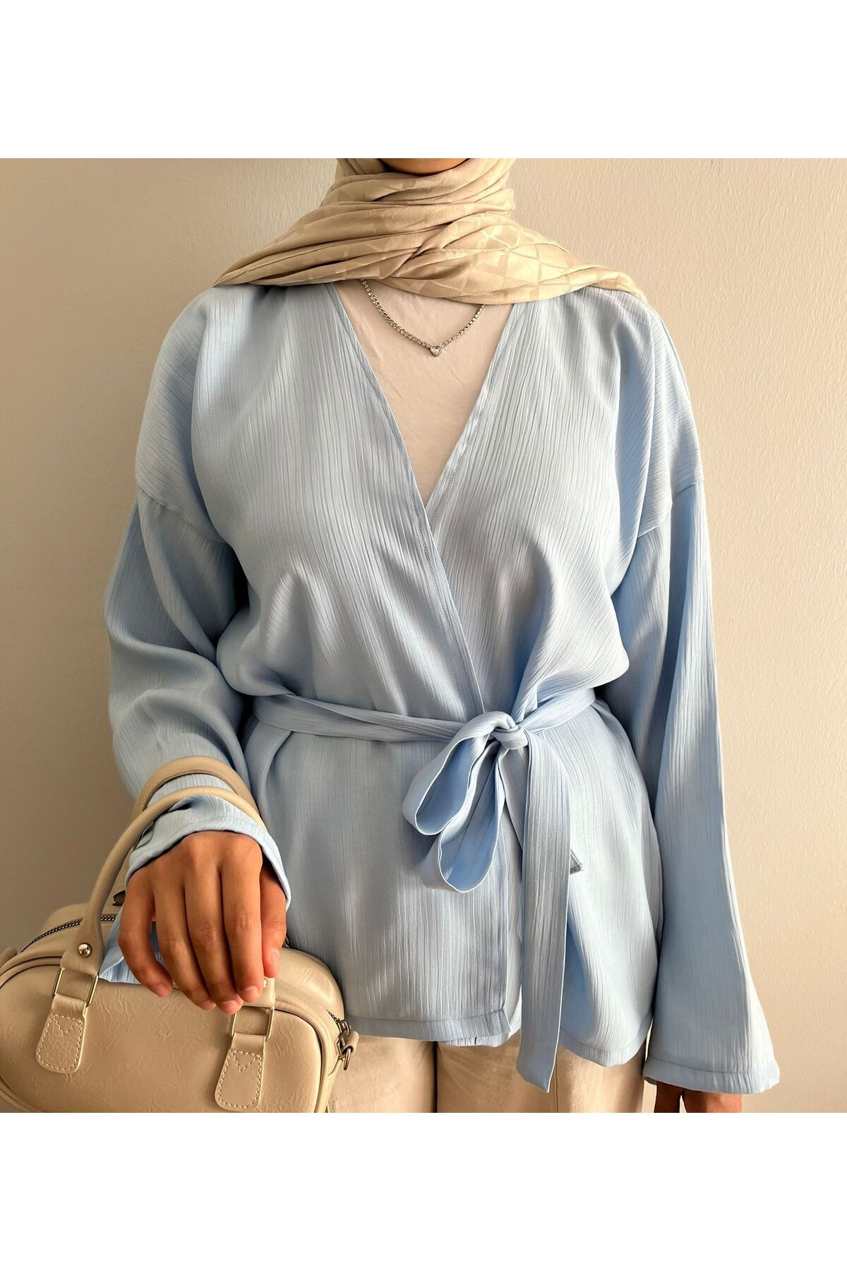 FASİON Belden Bağlamalı VentiBlue Kimono