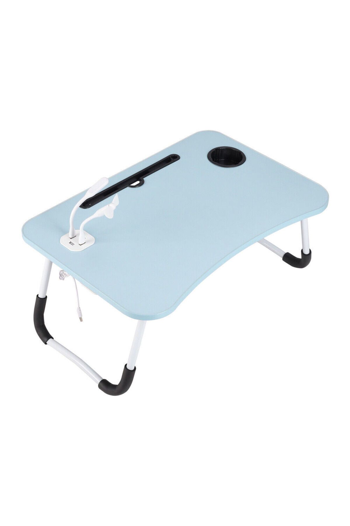 Generic-Folding Bed Tray Table Overbed Lap Desk Computer Desk Dining Tray USB Fan Light 3