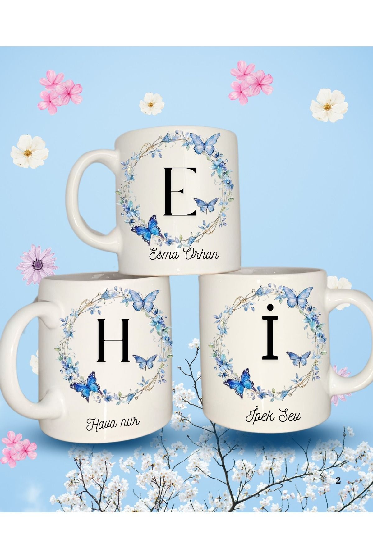 blue lavender Kişiye Özel İsim Baskılı Kupa Bardak