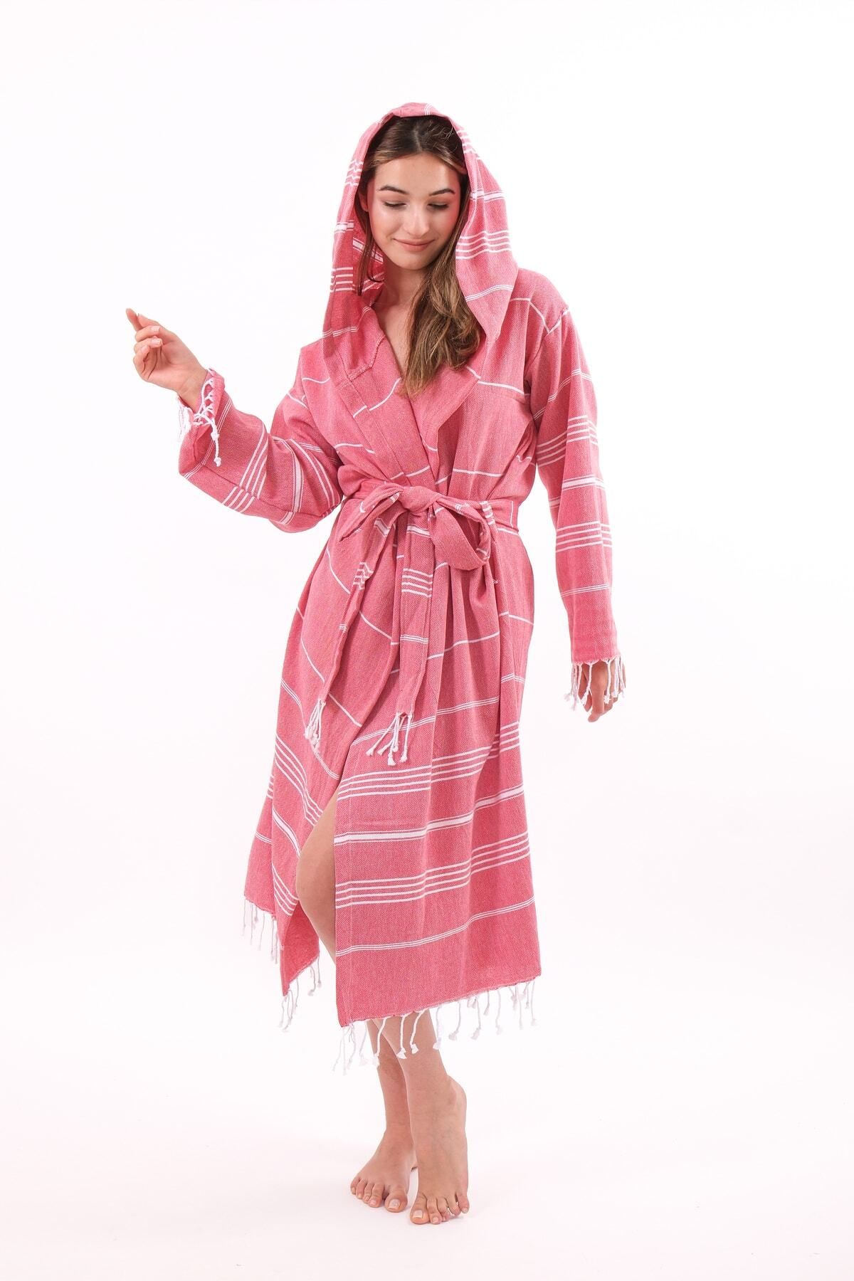 bazaar-turkey all you need Kapüşonlu Unisex %100 Pamuklu Peştemal Bornoz