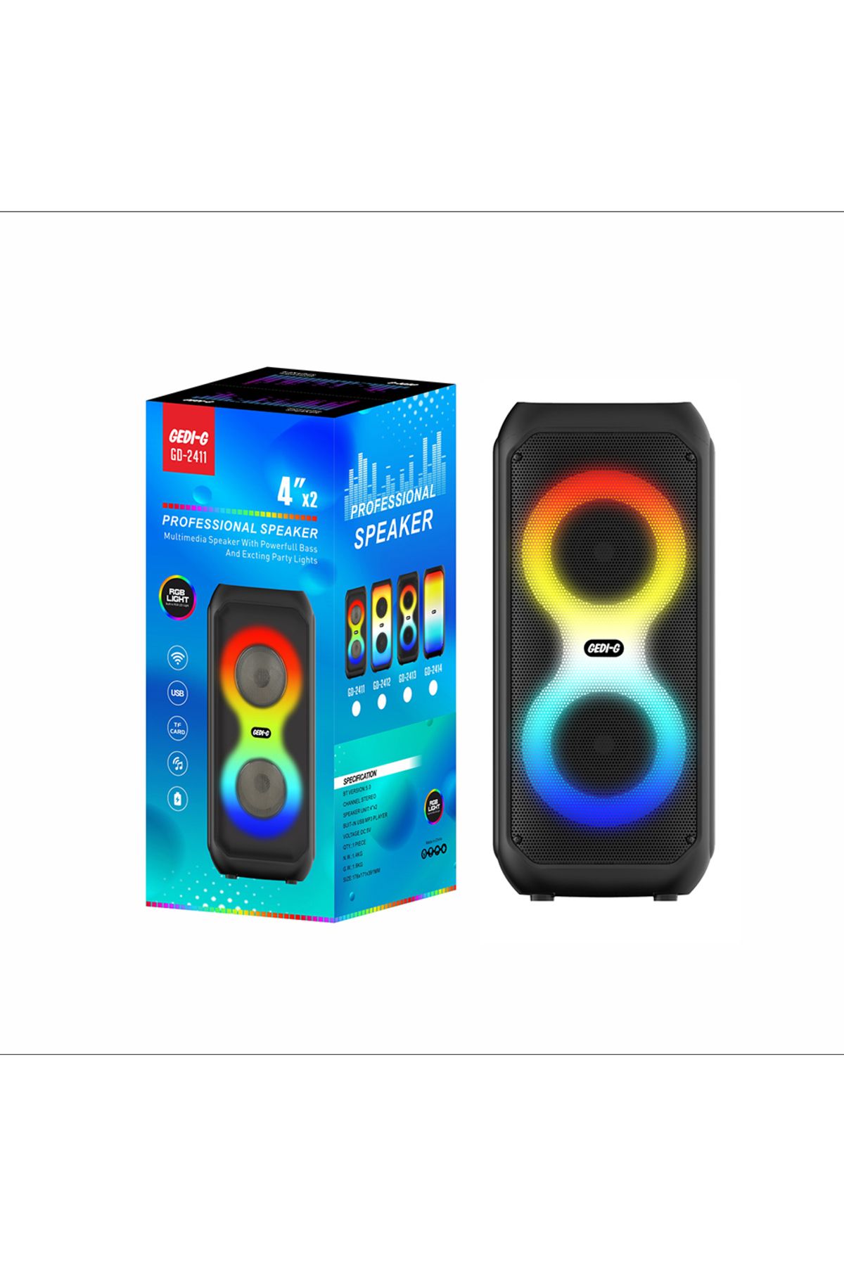 Canpay RGB Işıklı Hoparlör: Çift 4 İnç Derin Bas, FM Radyo Dahil, TWS Stereo, Taşınabilir Eğlence Merkezi