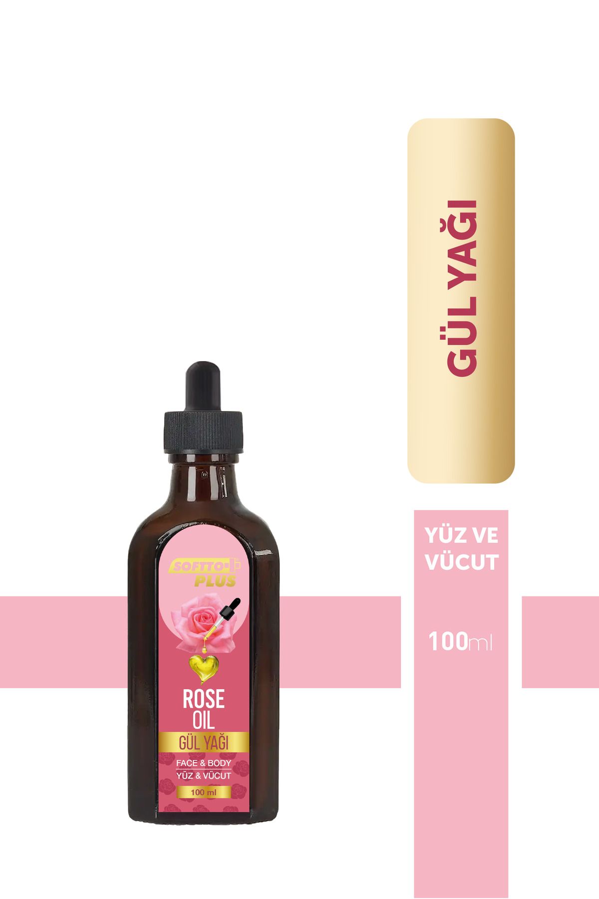Softto Plus Gül Cilde Canlılık Veren Kızarıkların Giderilmesine Yardımcı Yüz ve Vücut Yağ 100 ml