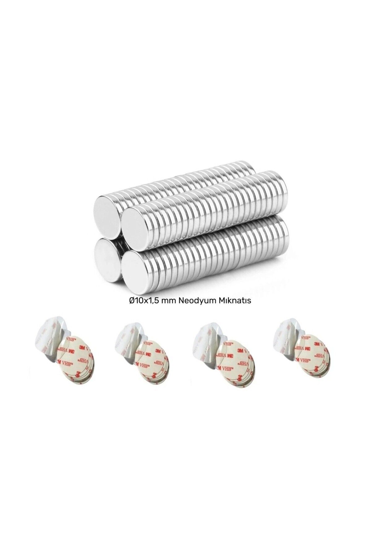 Elioure 250 Adet Şeffaf Yapışkanlı Mıknatıs, Dekoratif ve Hediyelik, 10x1.5mm