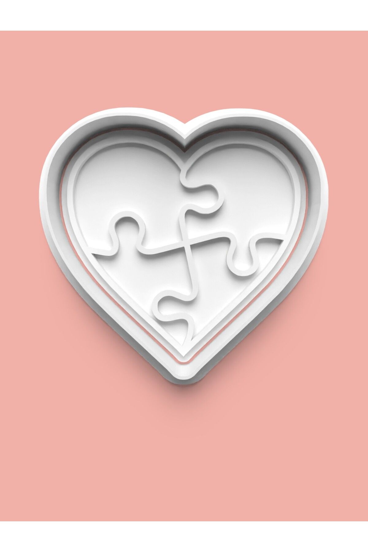 AKTASTORE Puzzle Temalı Kalp Kurabiye Kalıbı Ve Şeker Hamuru Kalıbı