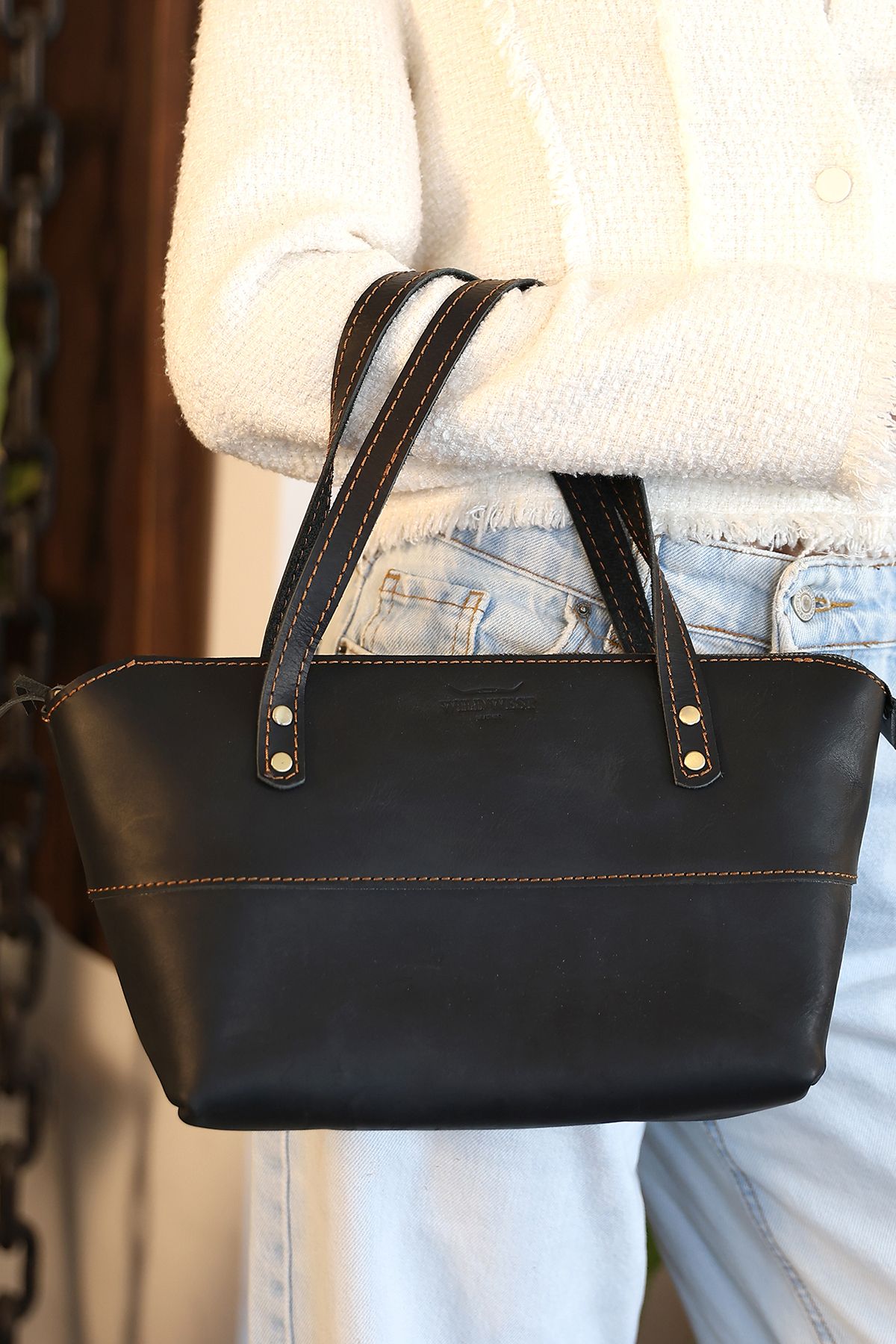 Wild West Crafted Tote Bag Small Fermuarlı Kadın Kol Çantası