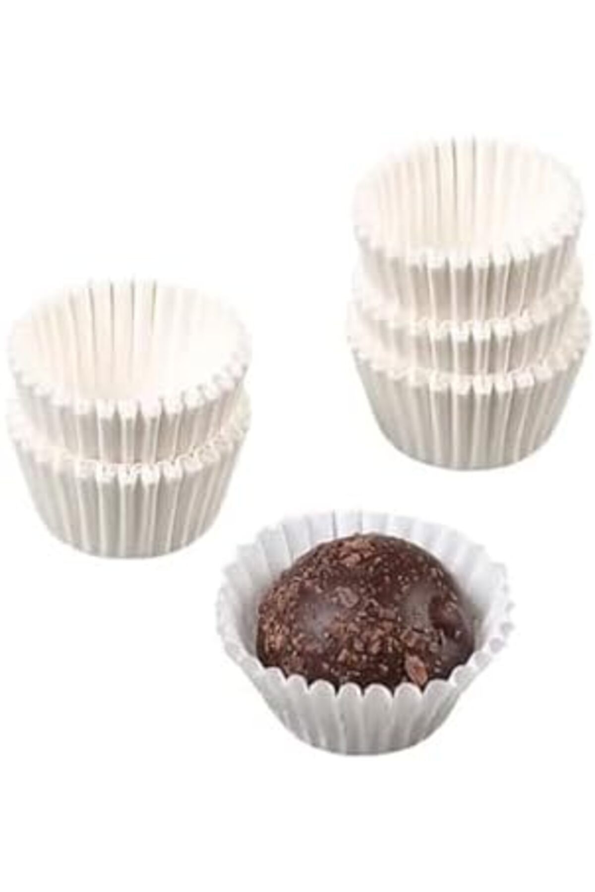 STOREMAX 200 Adet Küçük Boy Beyaz Truff Çikolata Kağıdı, Muffin Kek Kalıbı