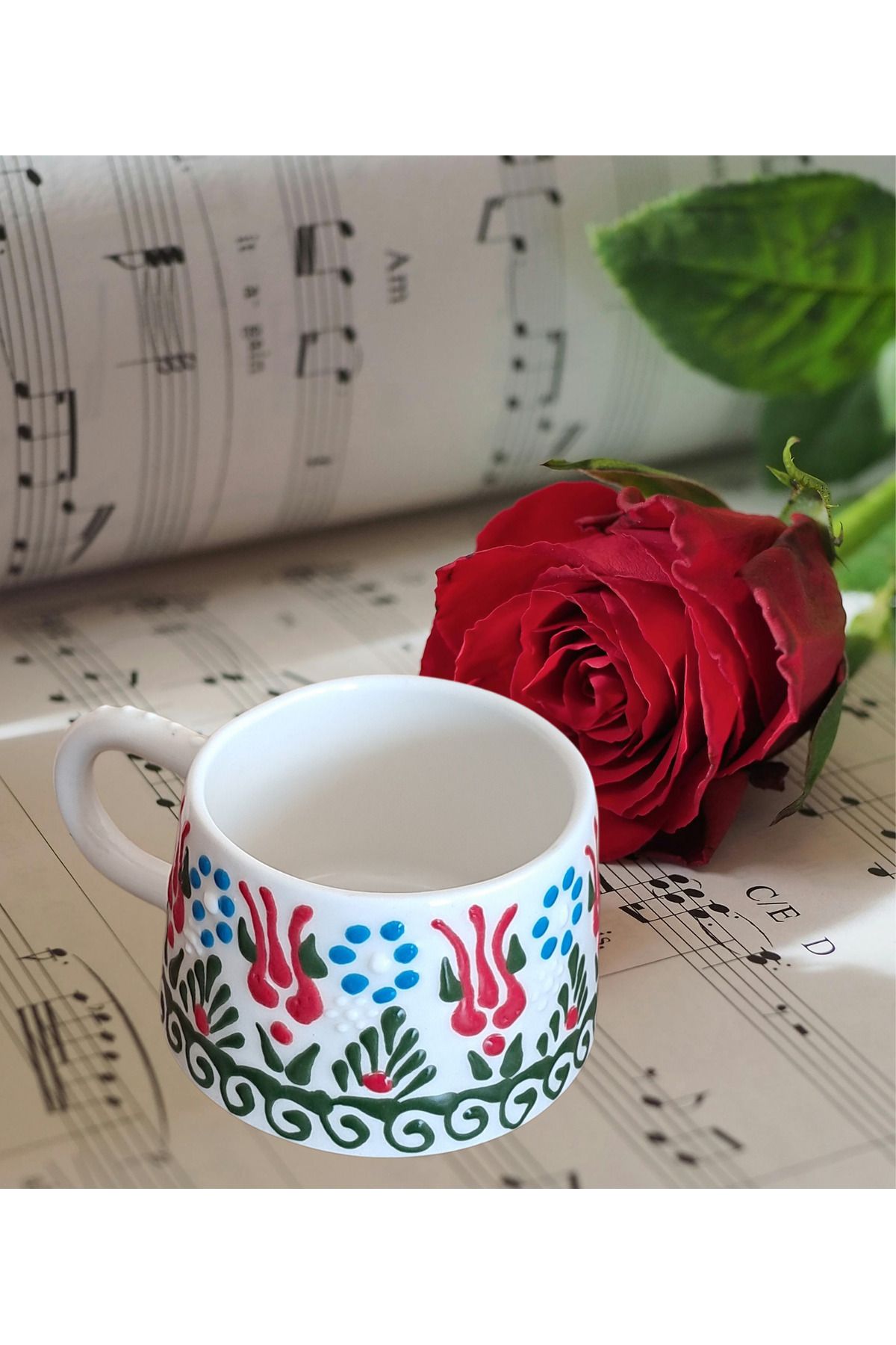 Artiser Çini kupa, Çini mug, Klasik çini desenli kupa, Dantel desenli kupa, Dekoratif kupa