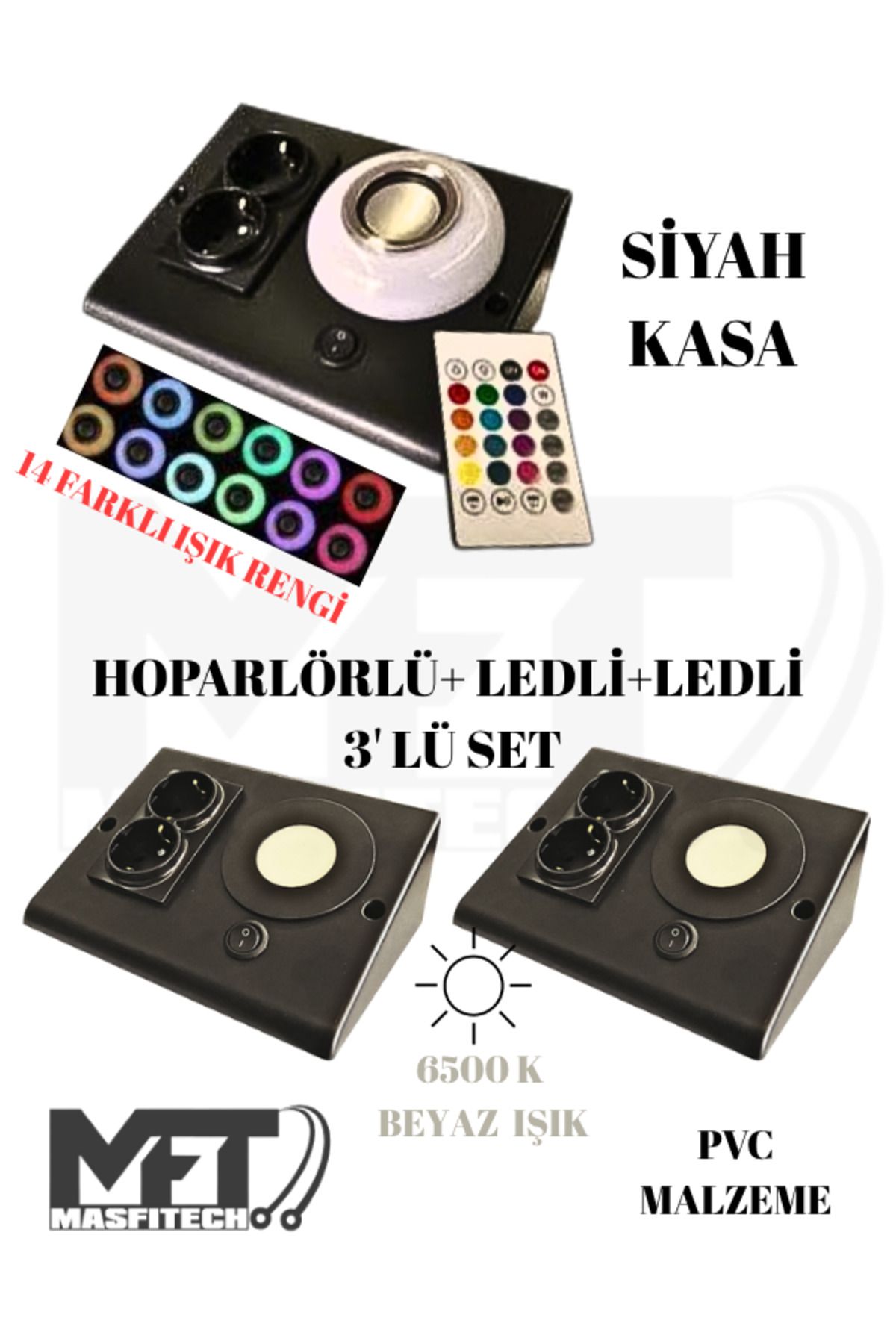 Masfitech Dolap Ve Tezgah Altı Bluetooth Müzik Çalar Ve Ledli Prizmatik Venüs (3'LÜ SET) 6500K BEYAZ IŞIK