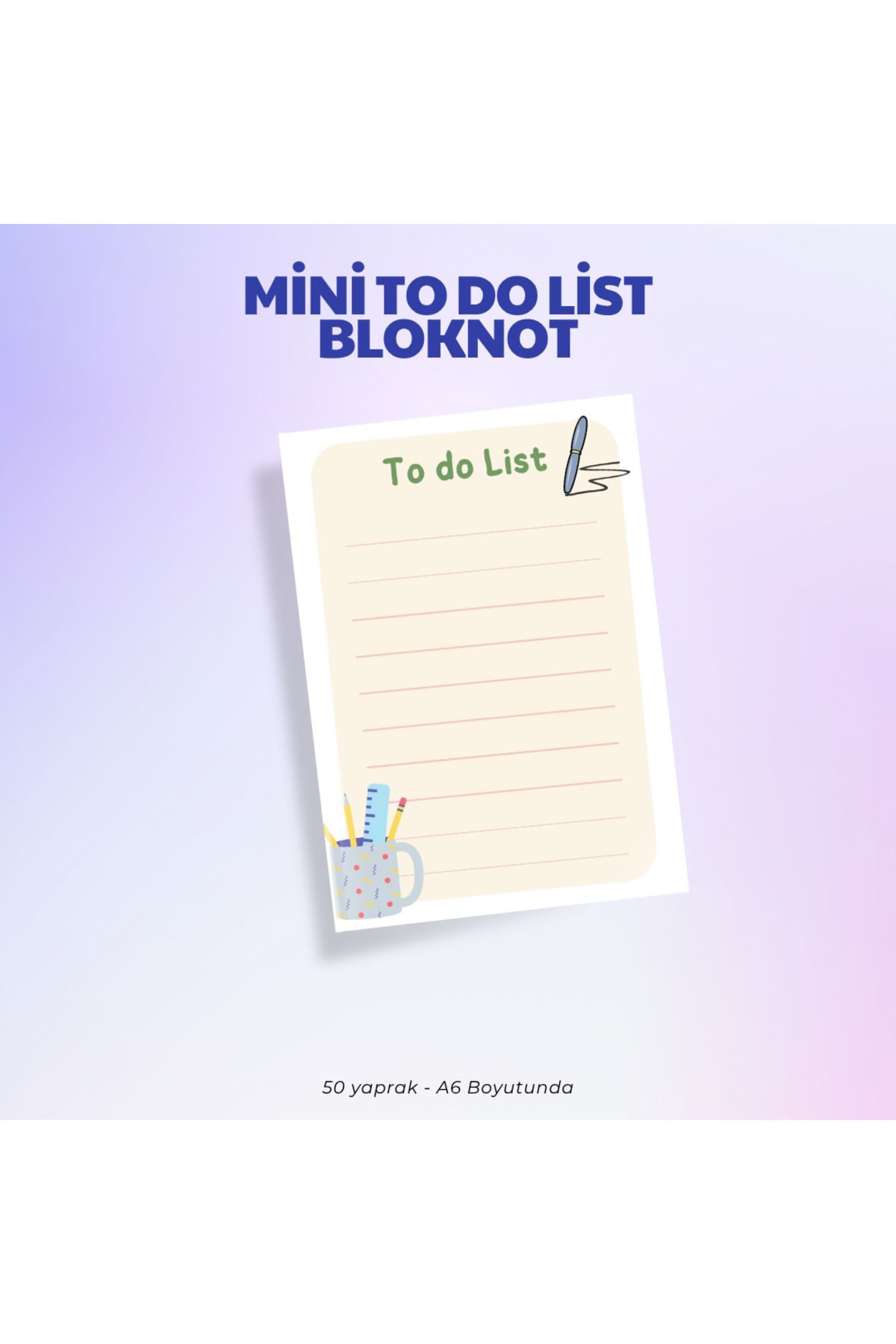 Nthouse Notehouse A6 Mini To Do List | 50 Yaprak Bloknot - Günlük Planlayıcı - 80gr Fotokopi Kağıdı