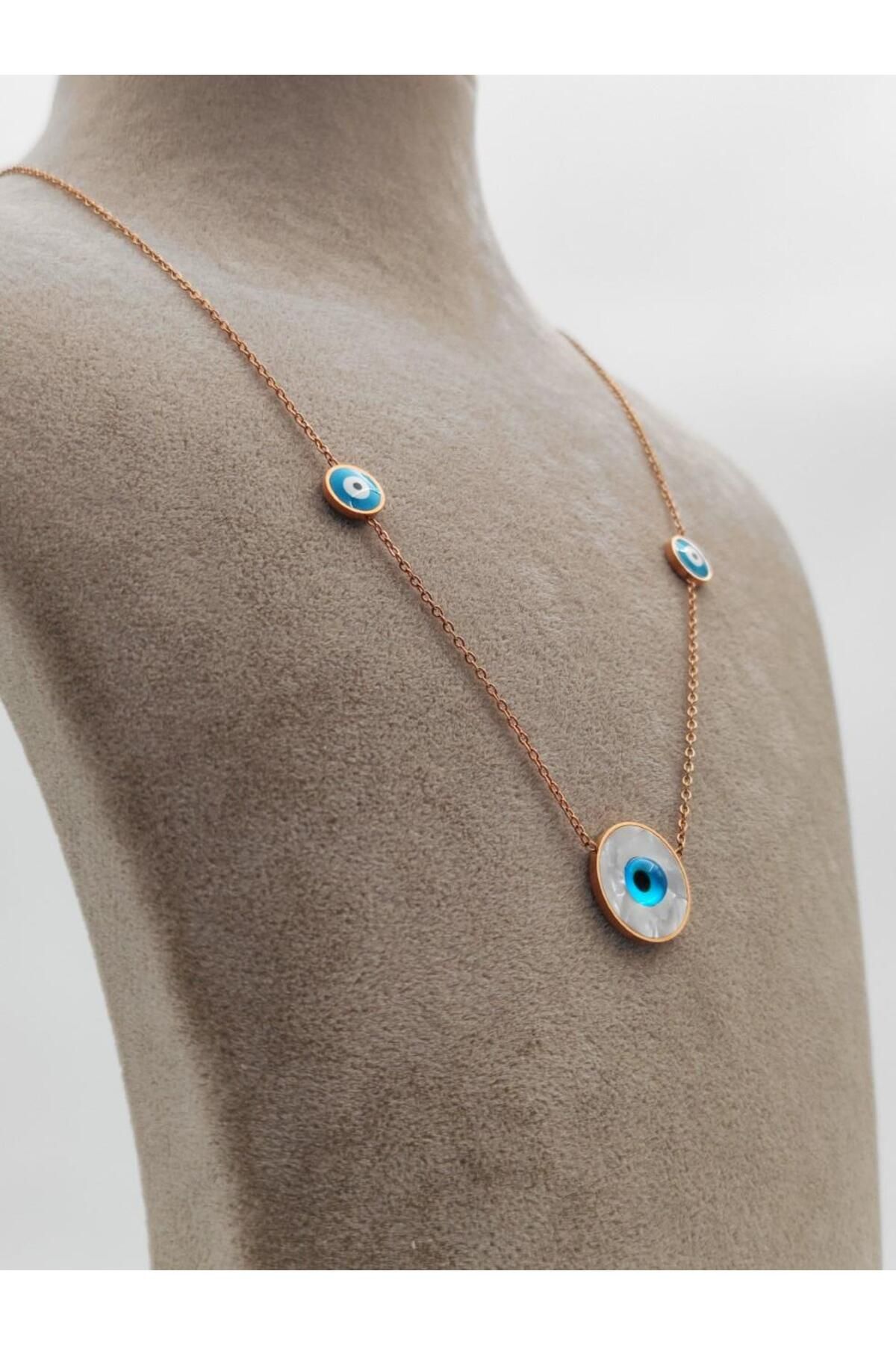 Nsl Jewels NAZAR DETAYLI MADALYON GÖZ KOLYE
