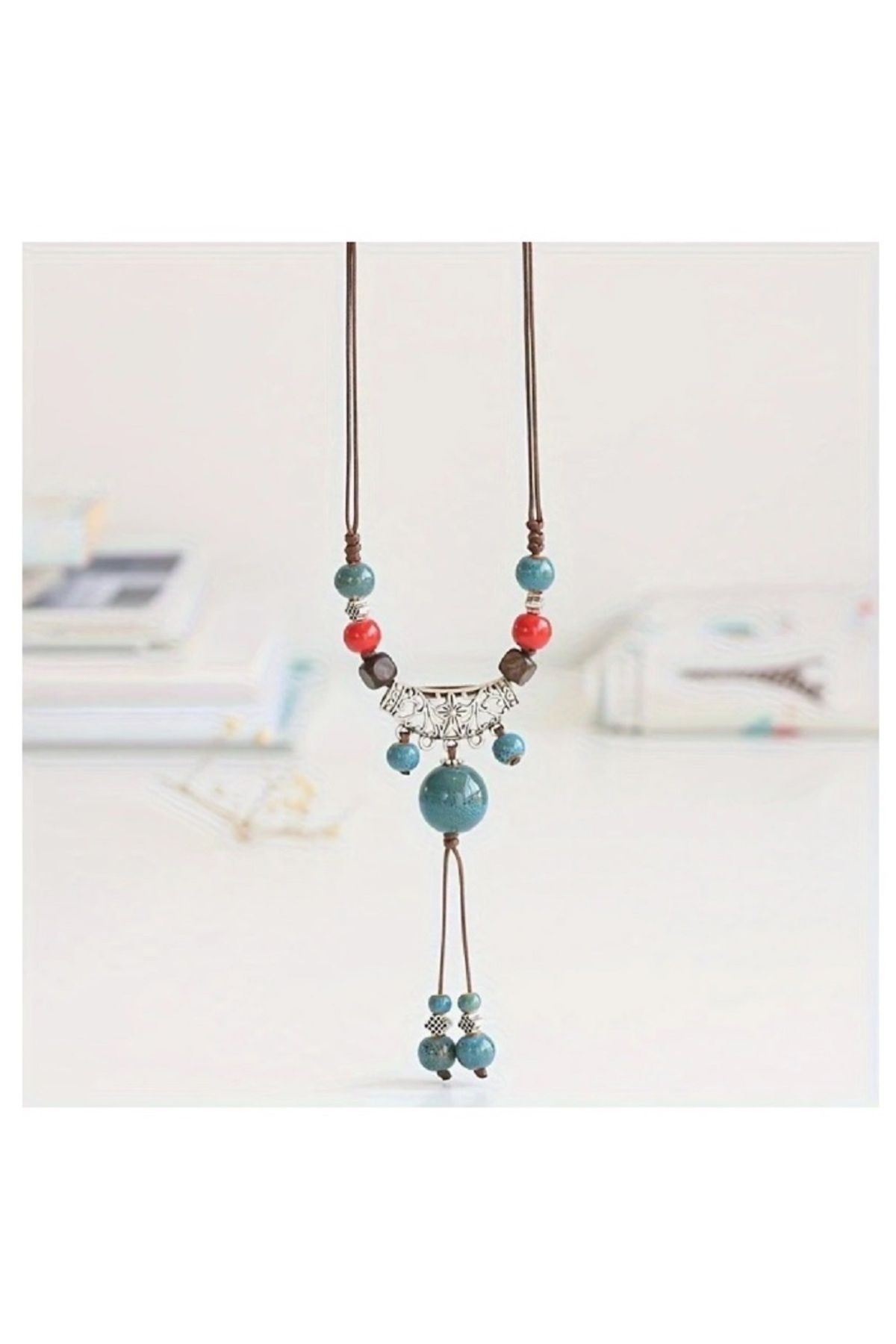orco COLORED BEADS GÜNLÜK GİYİM & PARTİ VİNTAGE BOHEMİ RENKLİ BONCUK KOLYE